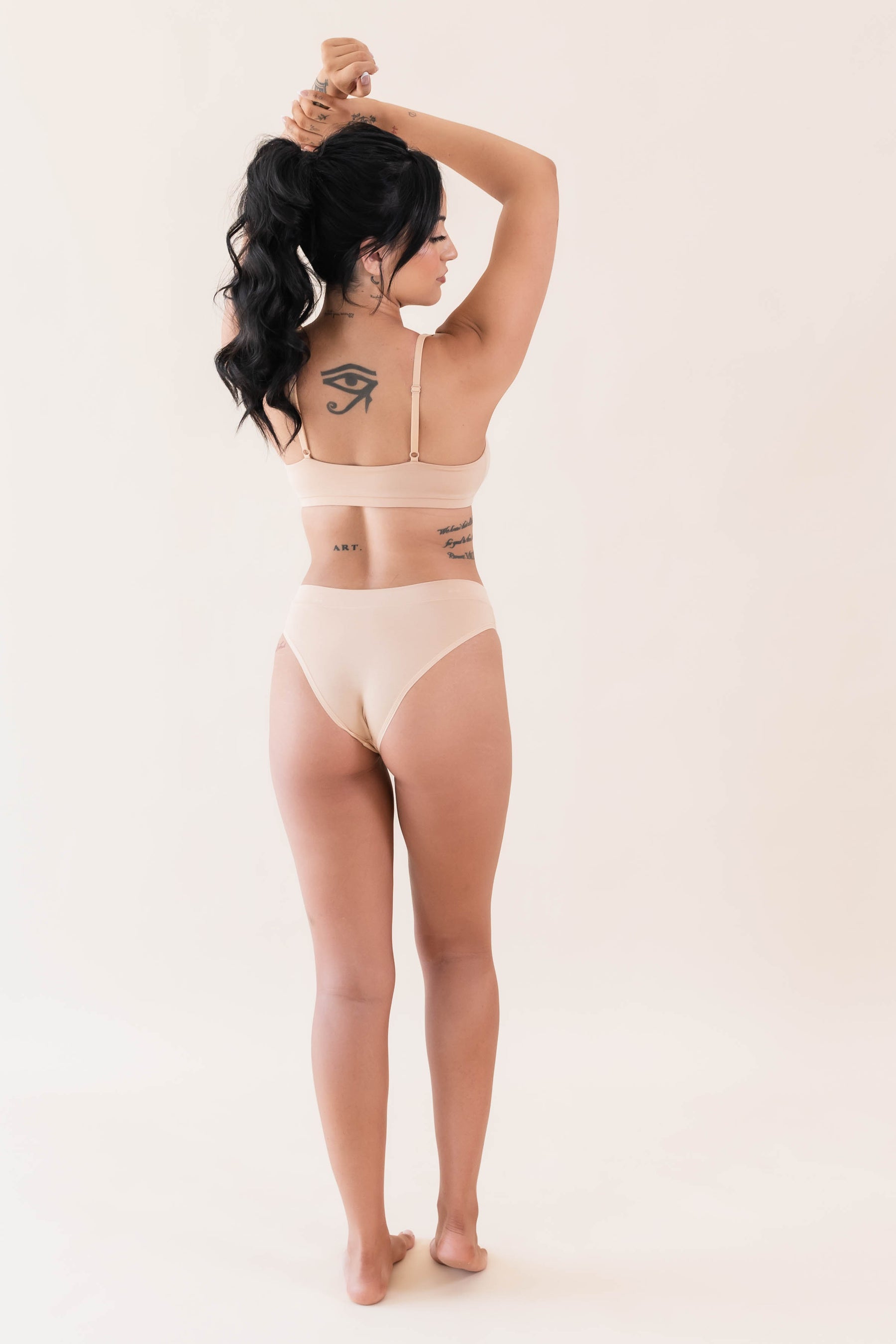 The back of the Women's Cheekini in Chai shown on a posing model