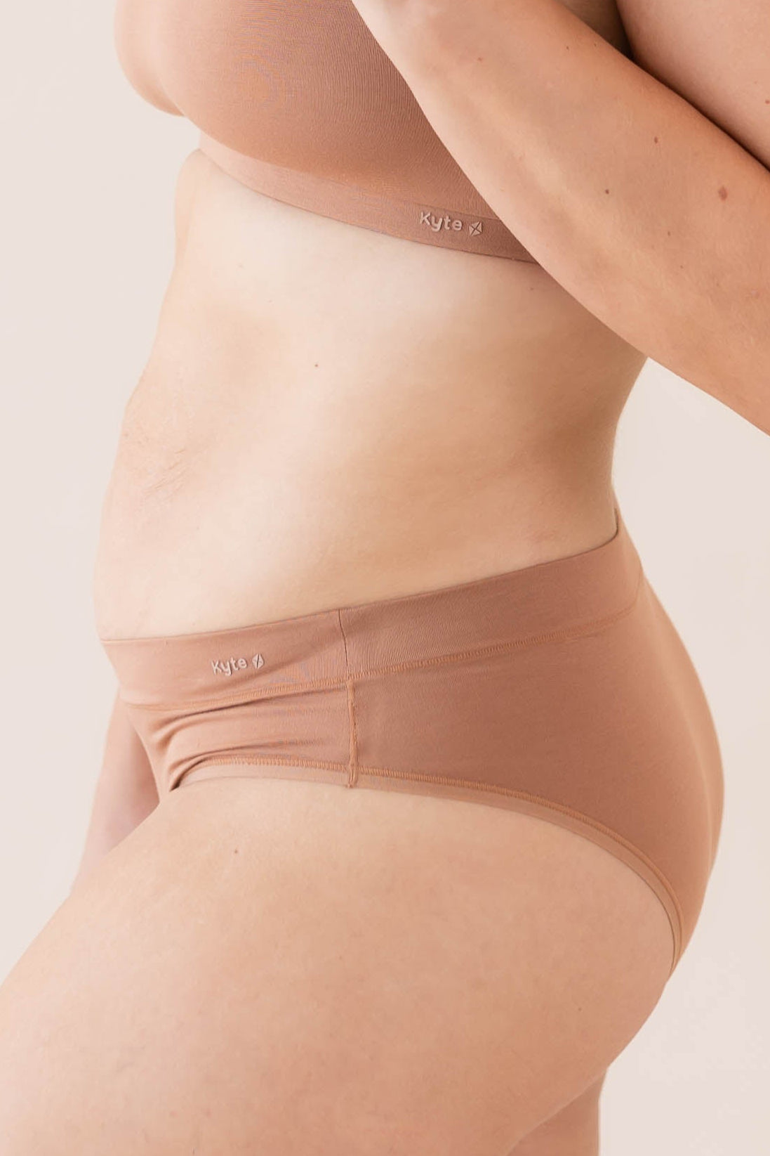 Women's Cheekini in Latte shown on a model