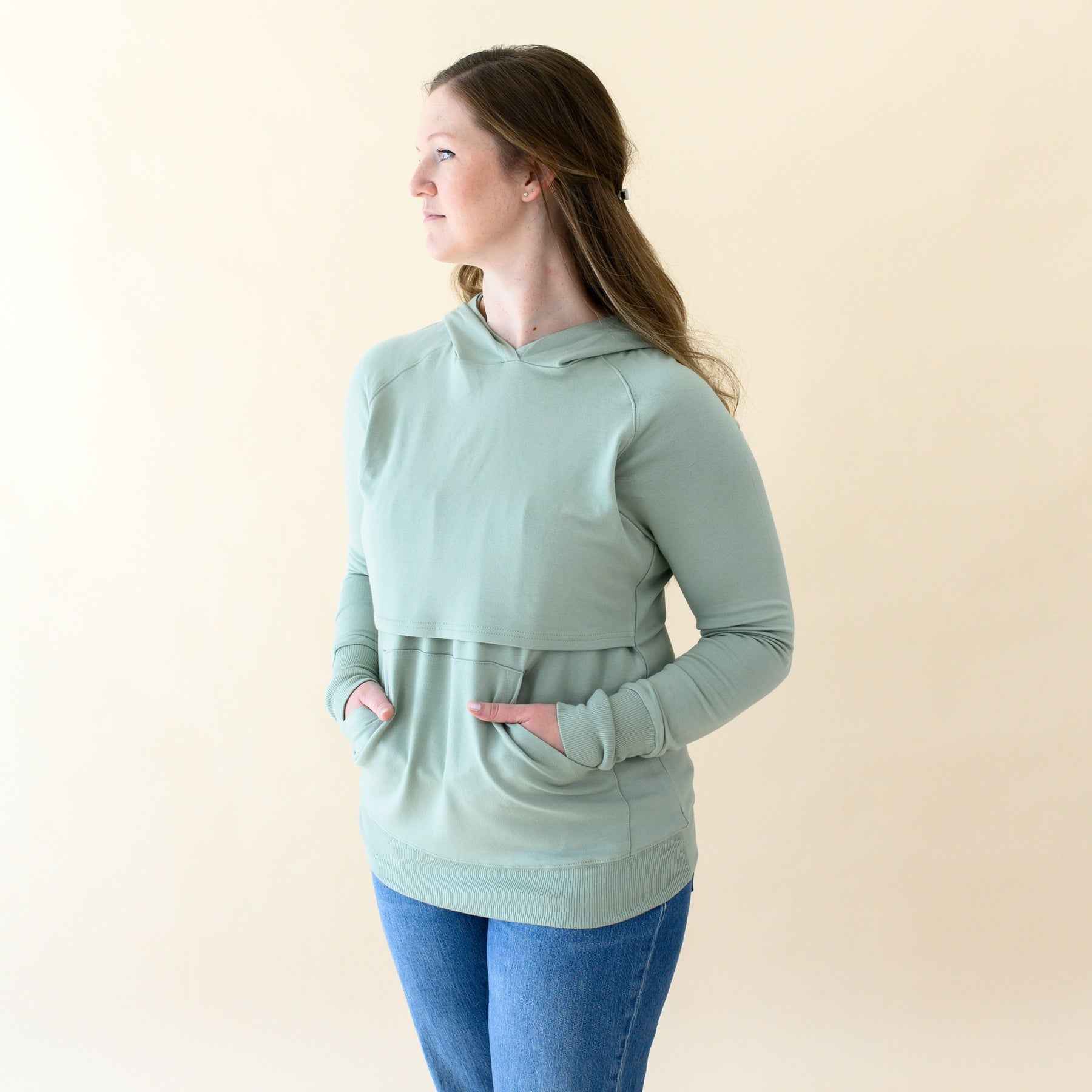 Women's French Terry Nursing Hoodie in Thyme