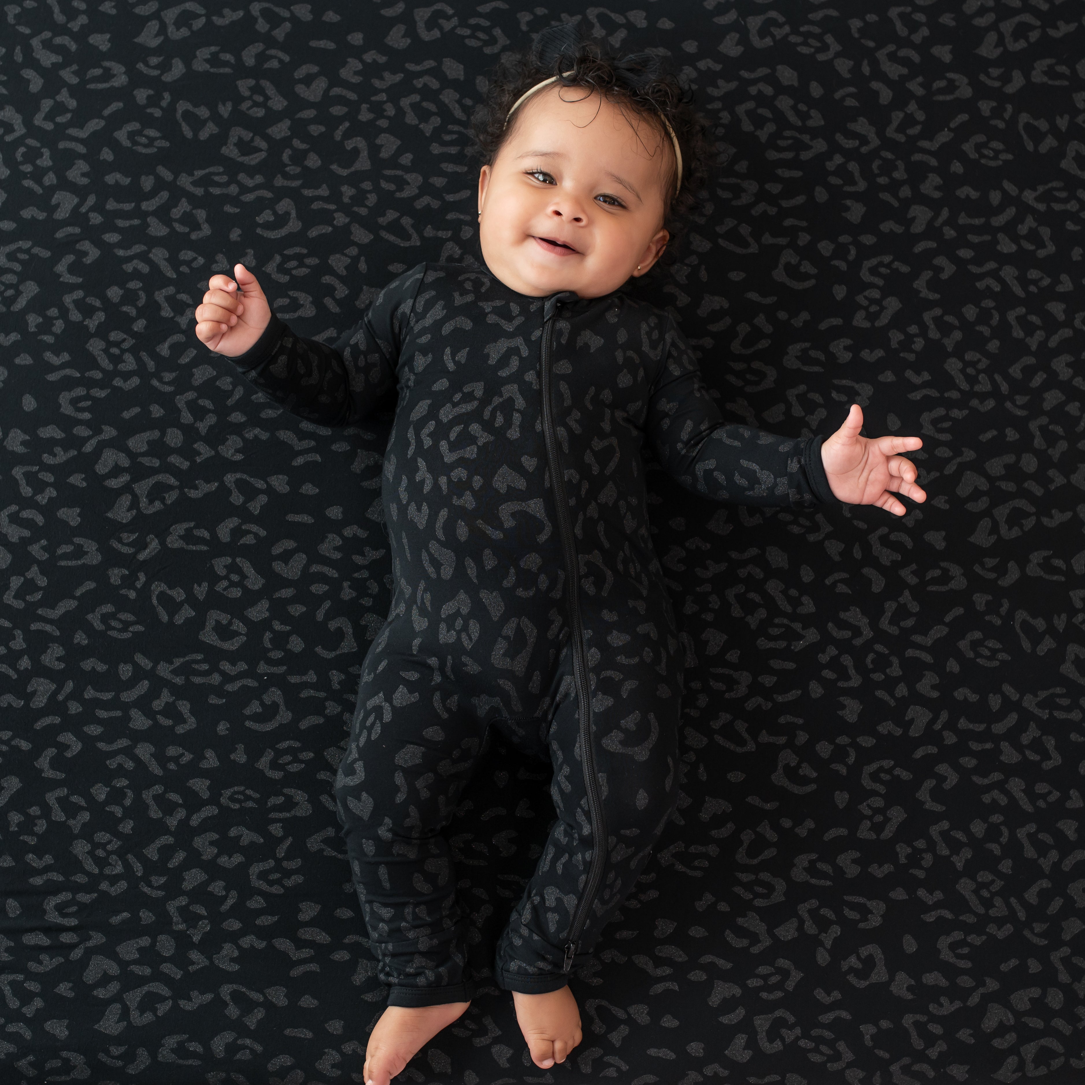 Zippered Romper in Midnight Leopard