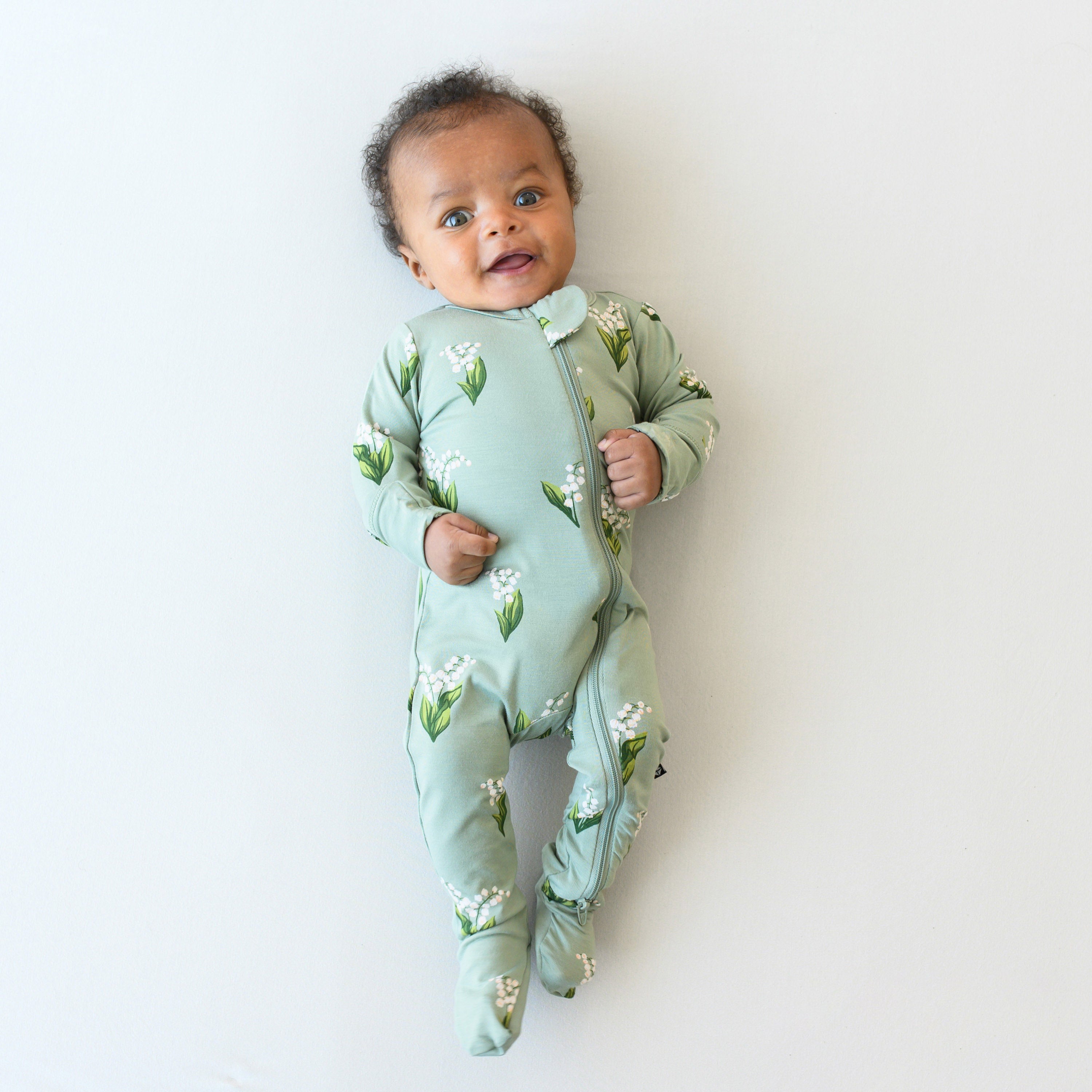 Zippered Footie in Thyme Lily