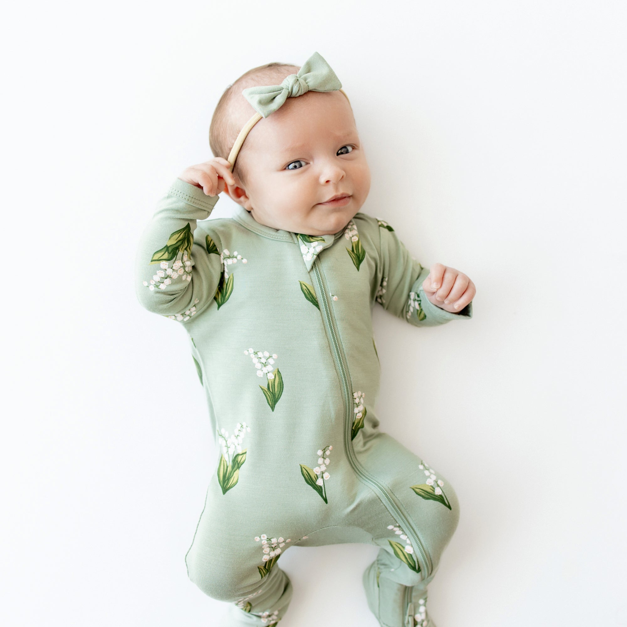 Zippered Footie in Thyme Lily