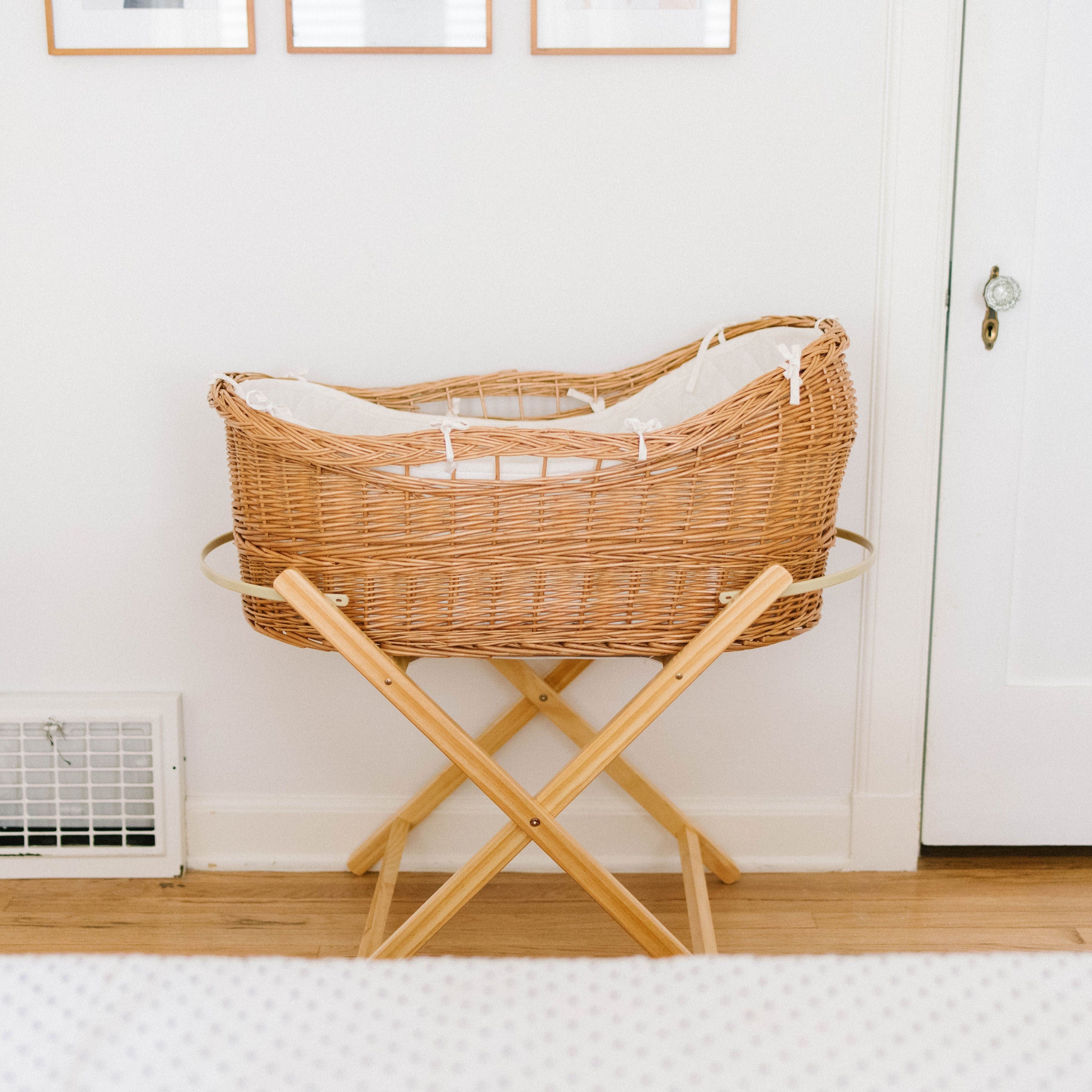 Wicker baby shop bassinet with stand