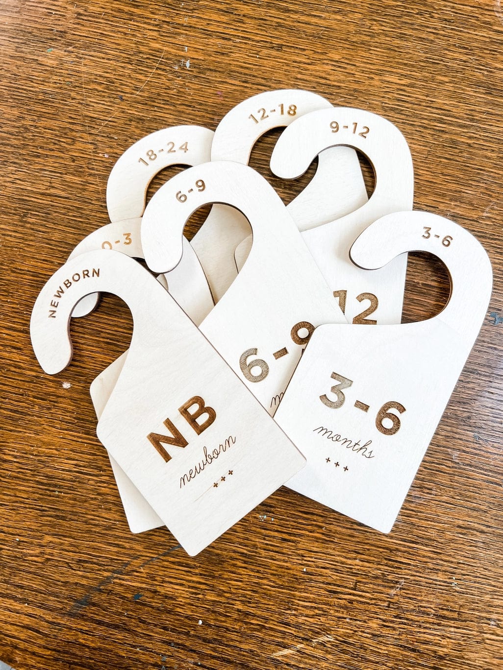Emily Can Letter Wooden Baby Clothes Hanging Dividers - Set of 7 Emily Can Letter Wooden Baby Clothes Hanging Dividers - Set of 7