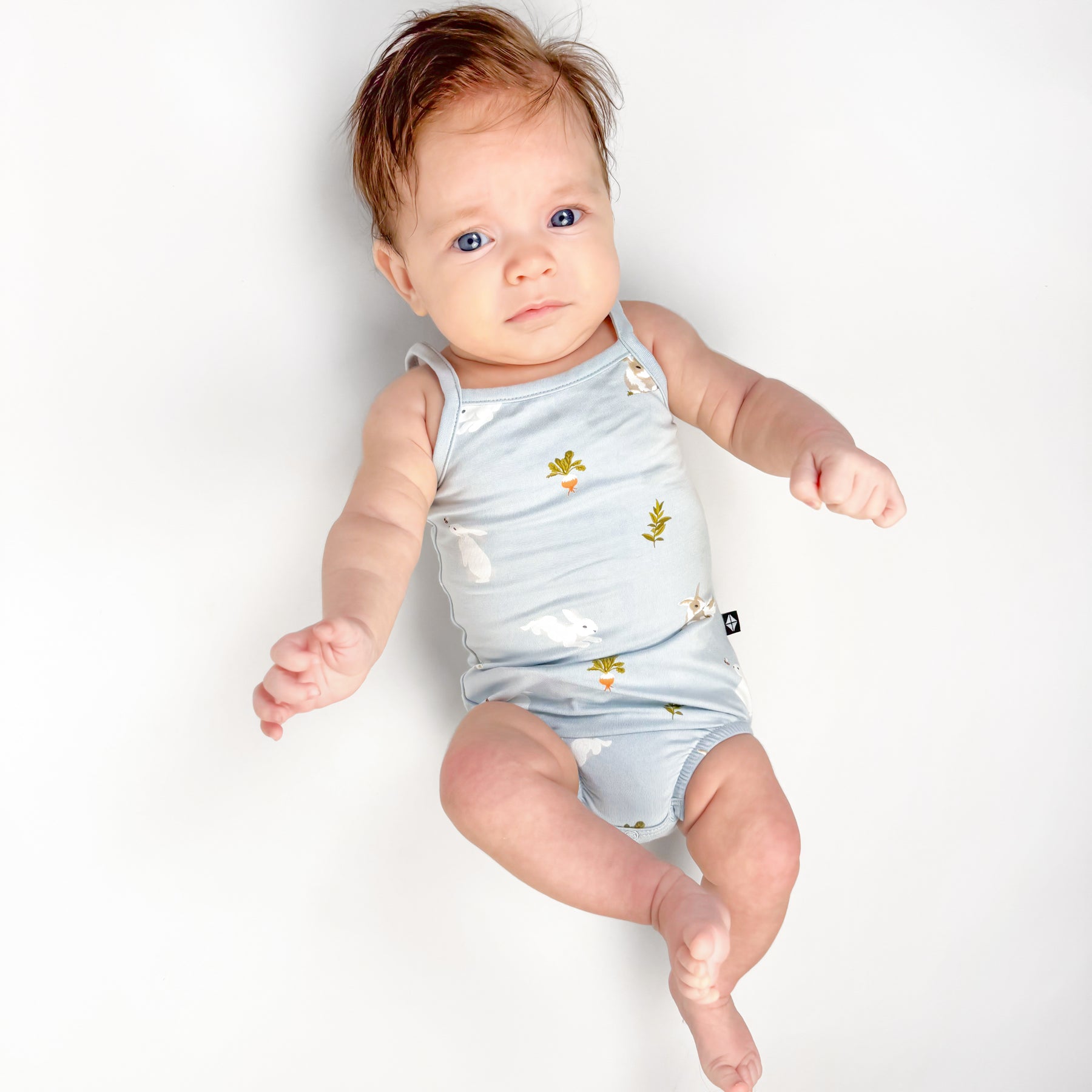 Baby wearing Spaghetti Strap Leotard in Ice Rabbit