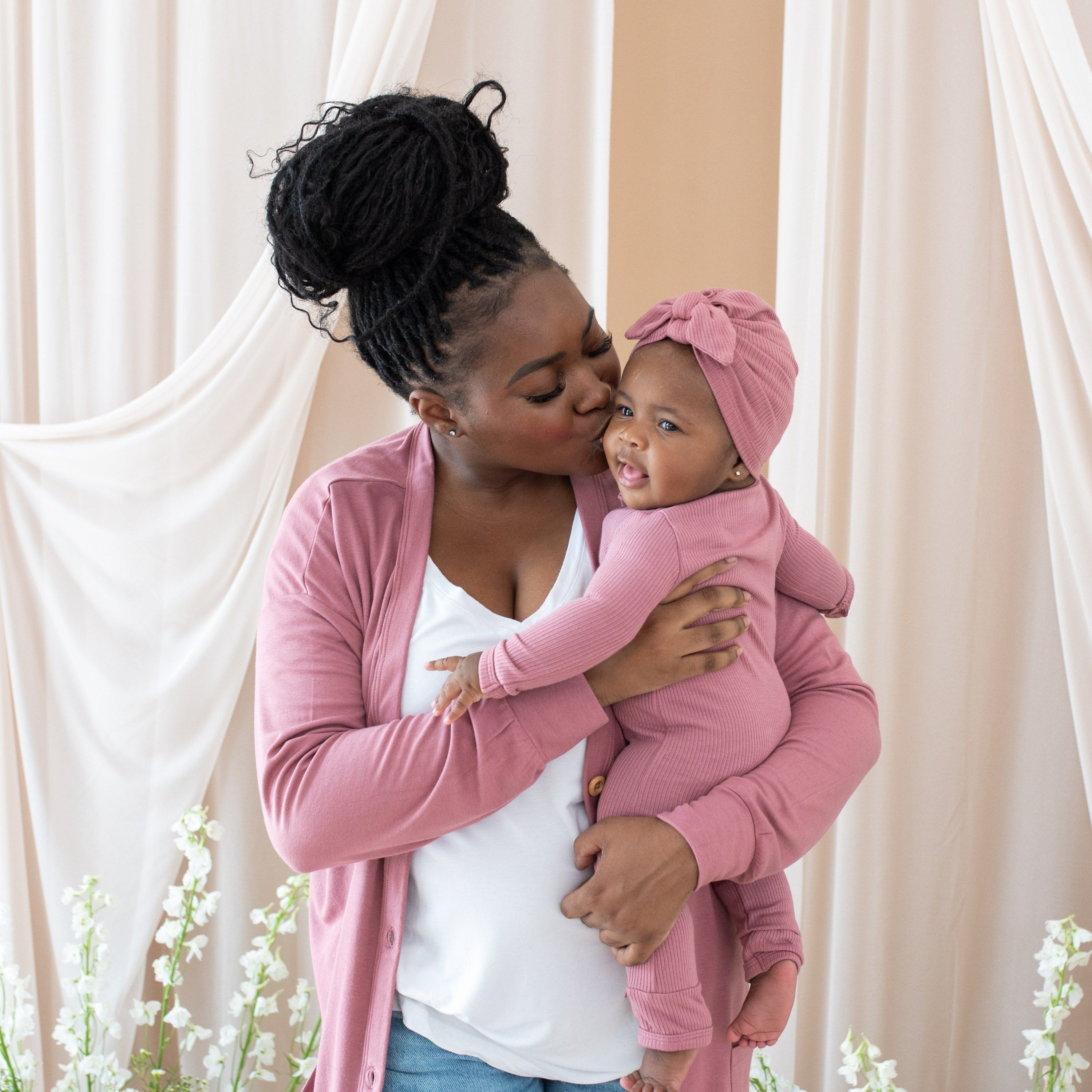 Bamboo Jersey Adult Cardigan in Dusty Rose