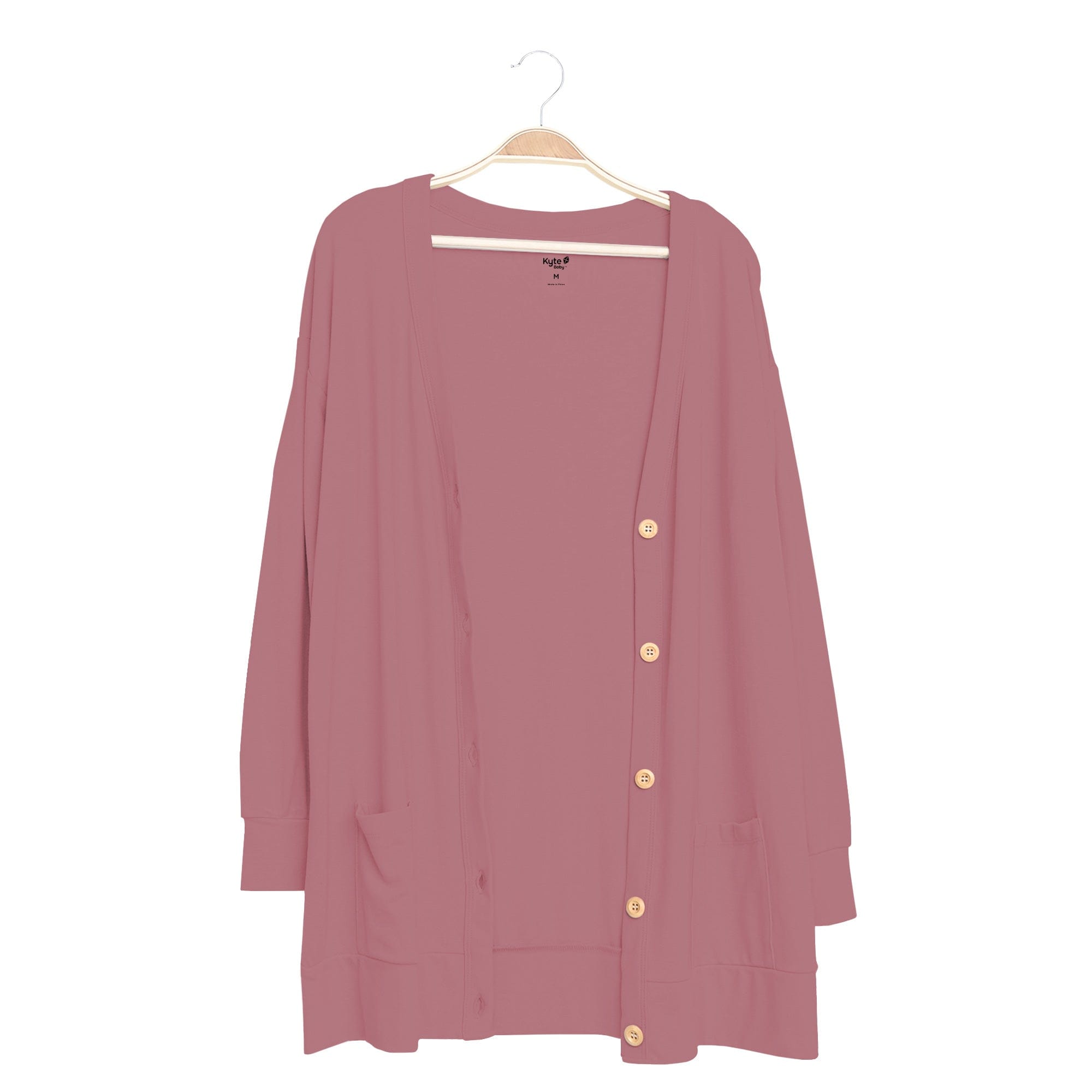 Kyte Baby Adult Bamboo Jersey Cardigan Bamboo Jersey Adult Cardigan in Dusty Rose