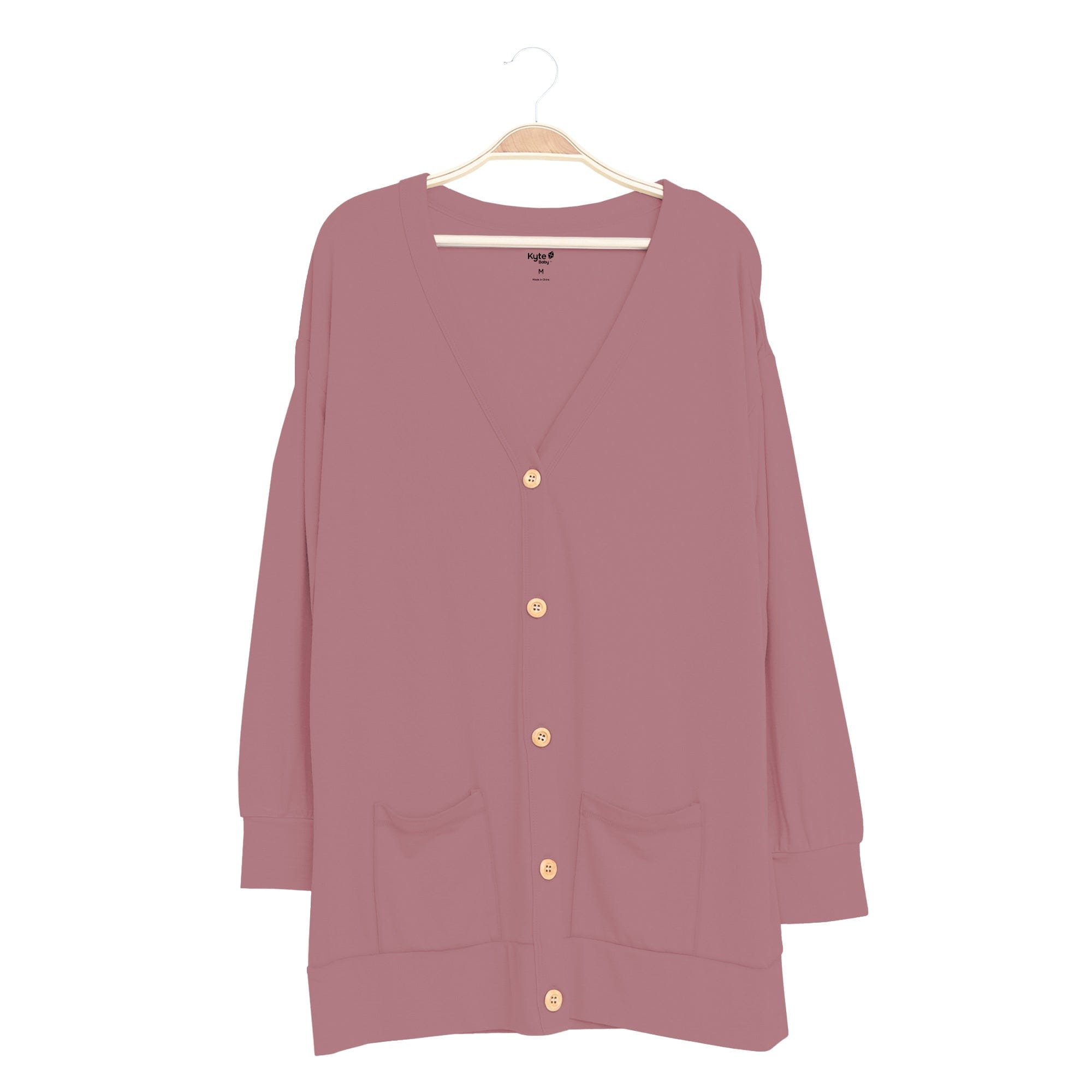 Kyte Baby Adult Bamboo Jersey Cardigan Bamboo Jersey Adult Cardigan in Dusty Rose