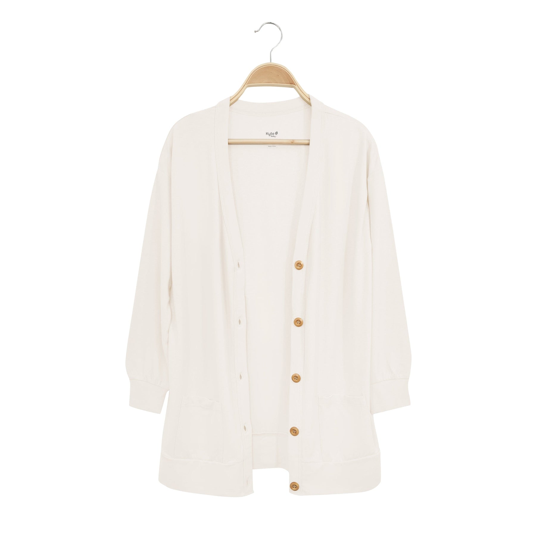 Kyte Baby Adult Bamboo Jersey Cardigan Bamboo Jersey Adult Cardigan in Oat