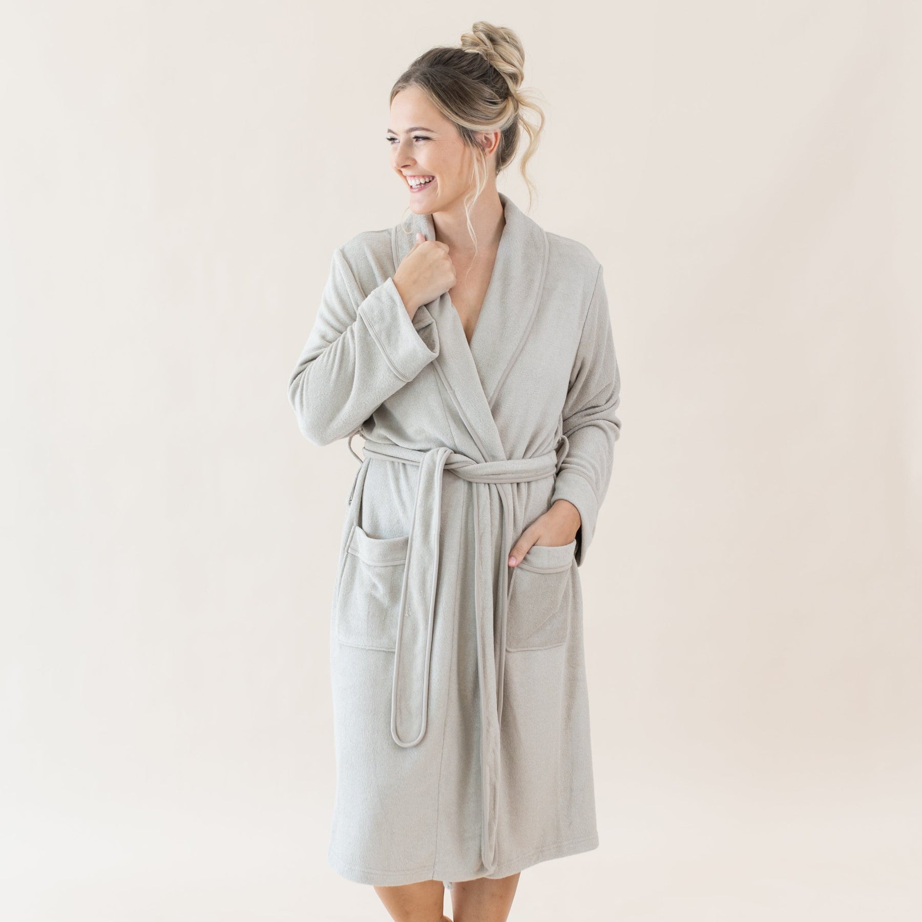 Kyte Baby Adult Bath Robe Adult Robe in Almond