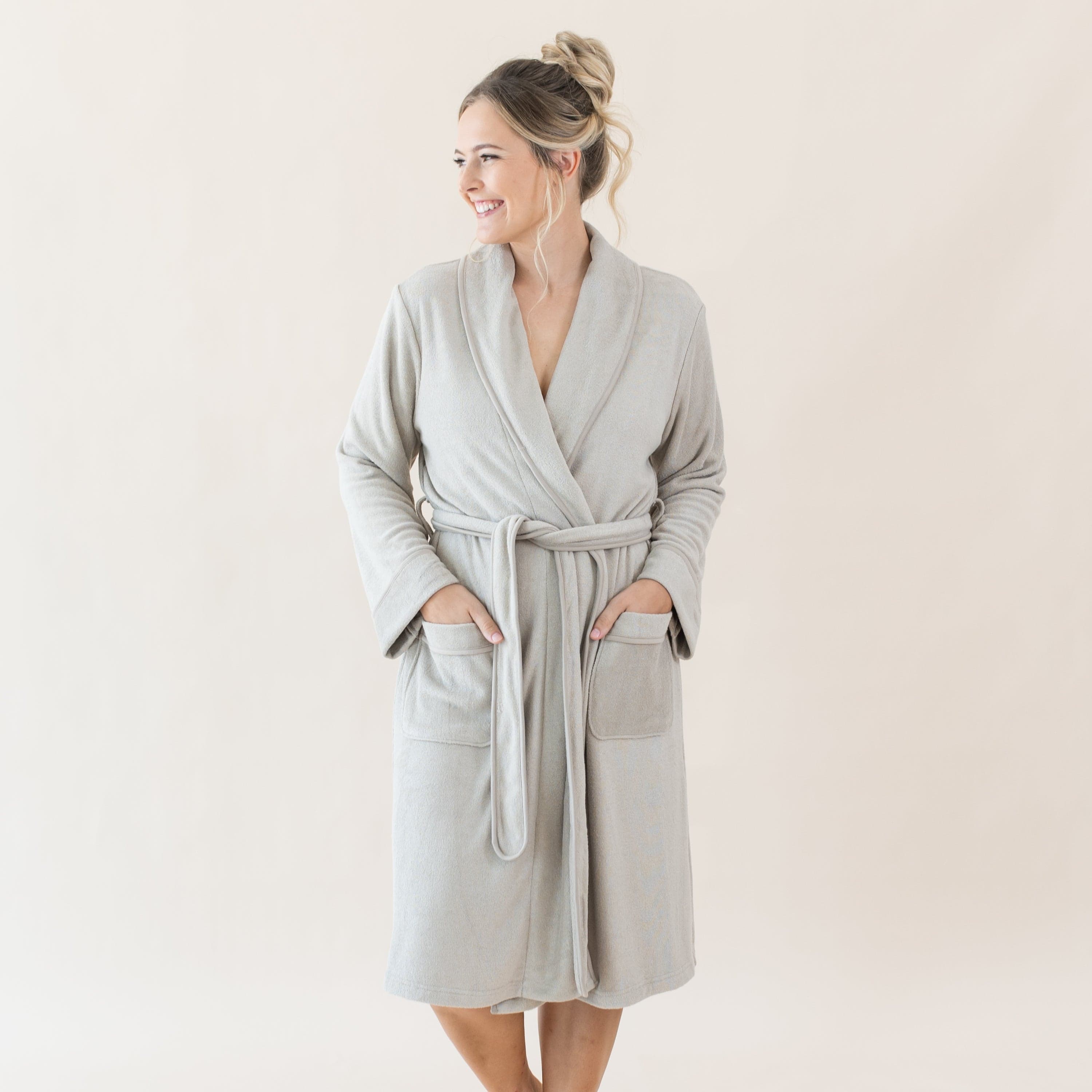 Kyte Baby Adult Bath Robe Adult Robe in Almond