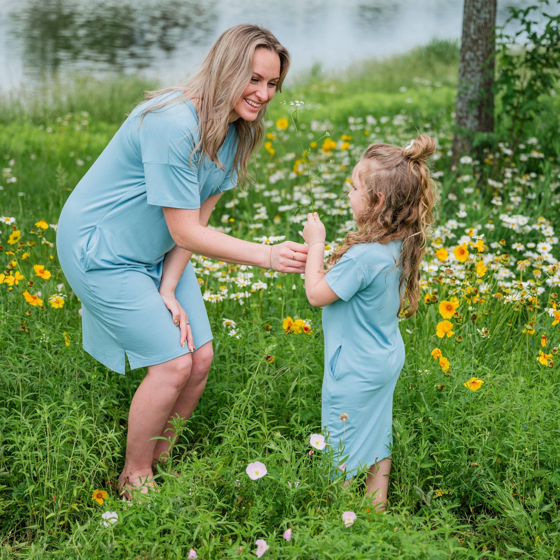 Kyte Baby Adult T-Shirt Dress Women's T-Shirt Dress in Dusty Blue