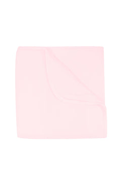 Solid light pink color blanket on a white background