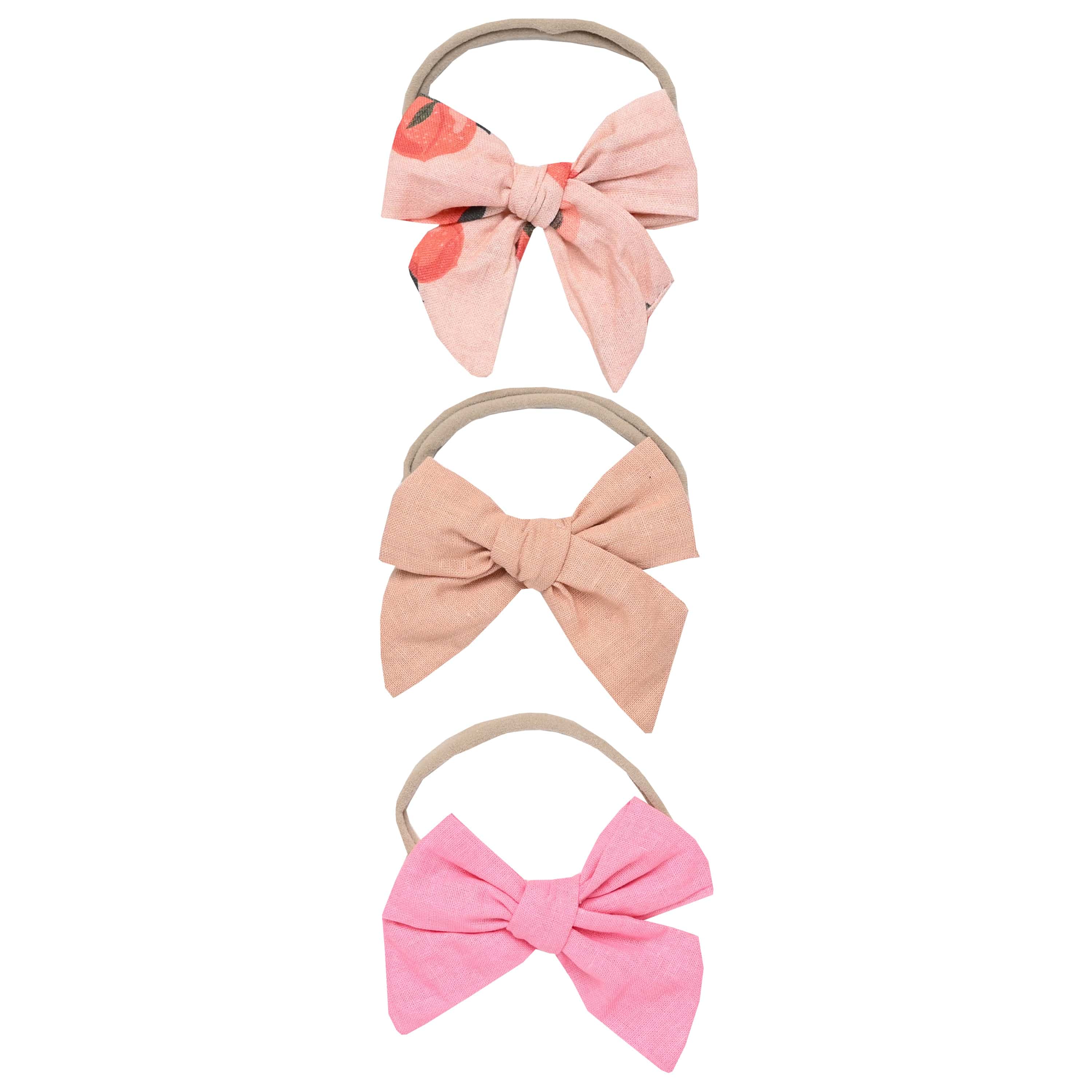 Kyte Baby Baby Bows Peach(Print)/Porcelain/Peach(Solid) 3-Pack Bows in Peach(Print), Porcelain, and Peach(Solid)