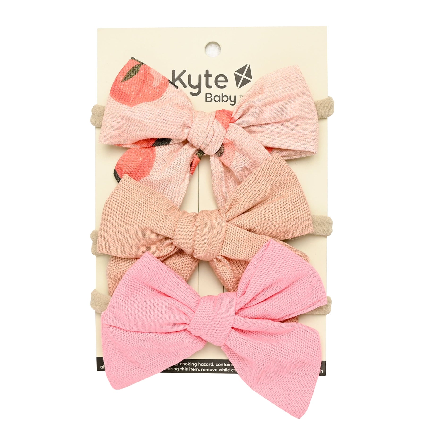 Kyte Baby Baby Bows Peach(Print)/Porcelain/Peach(Solid) 3-Pack Bows in Peach(Print), Porcelain and Peach(Solid)