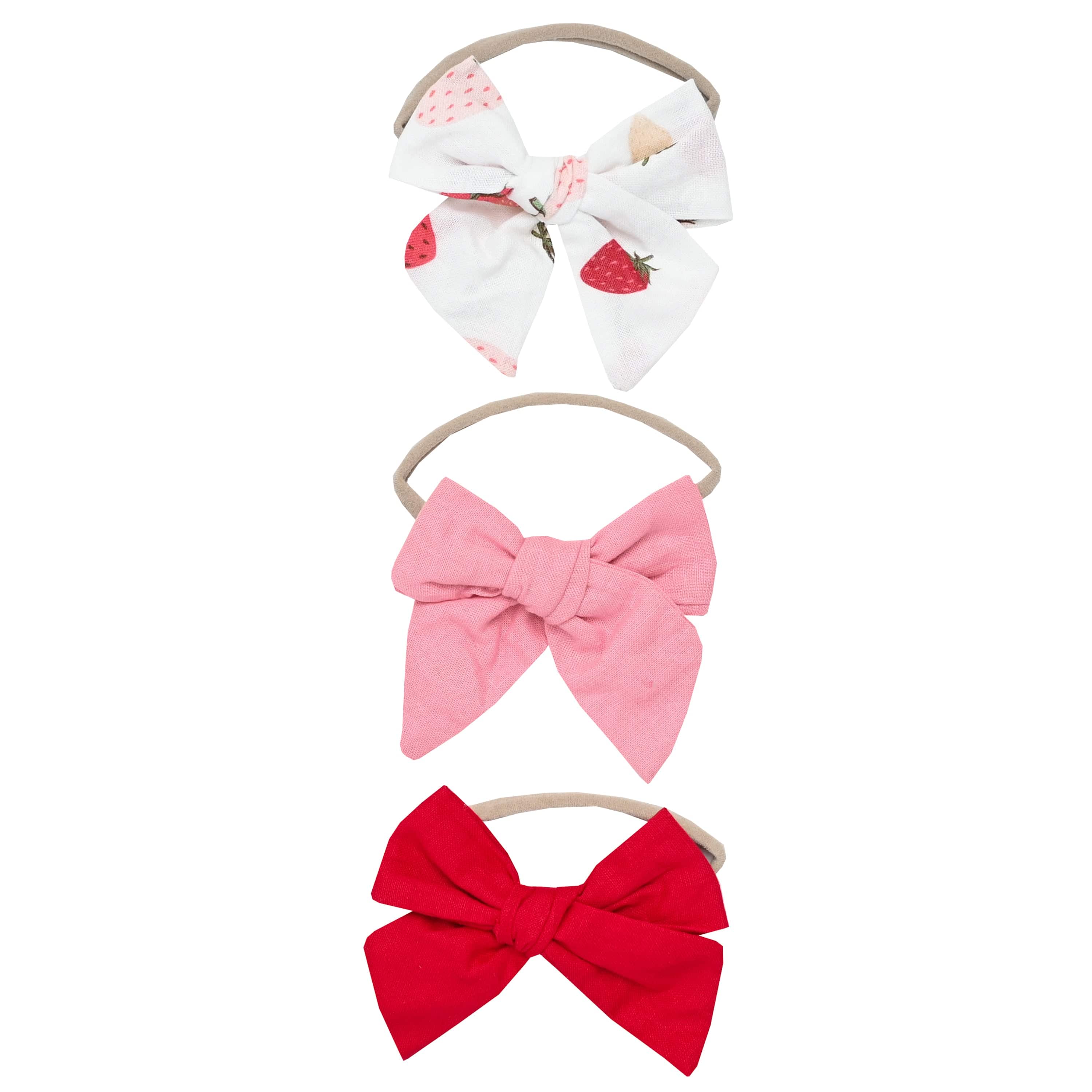 Kyte Baby Baby Bows Strawberry/Cardinal/Crepe 3-Pack Bows in Strawberry, Cardinal and Crepe