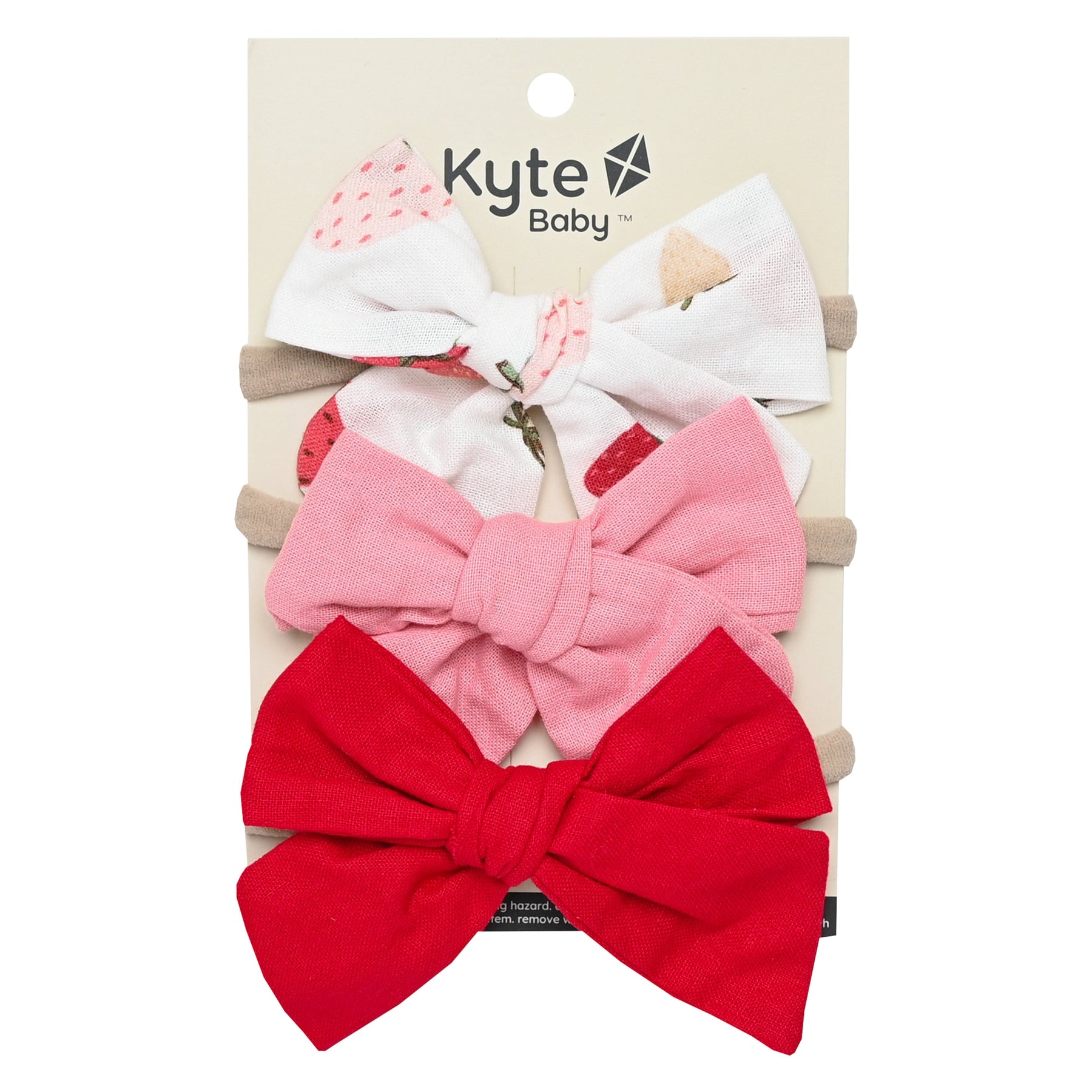 Kyte Baby Baby Bows Strawberry/Cardinal/Crepe 3-Pack Bows in Strawberry, Cardinal and Crepe