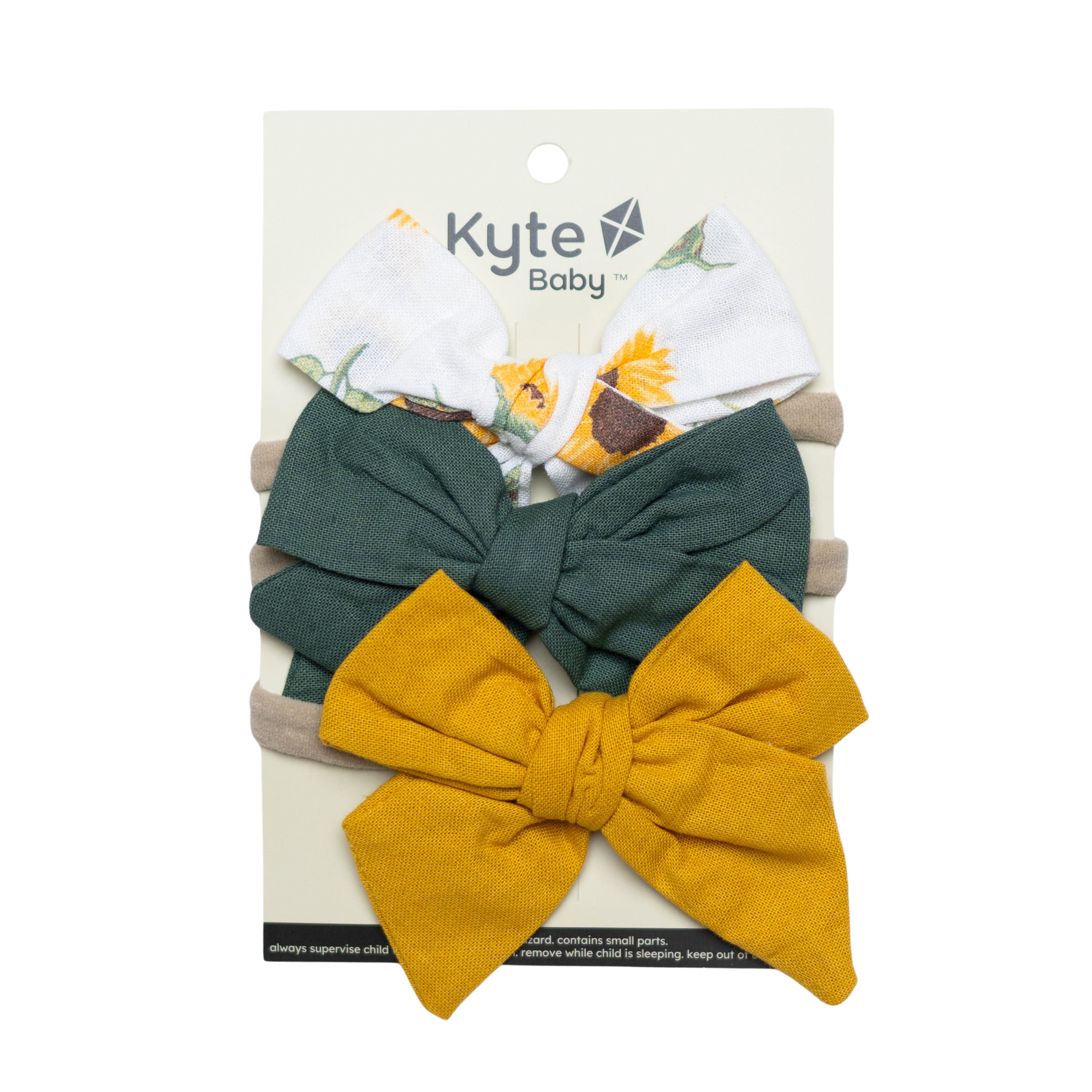 Kyte Baby Baby Bows Sunflower/Pine/Butter 3-Pack Bows in Sunflower, Pine, and Butter