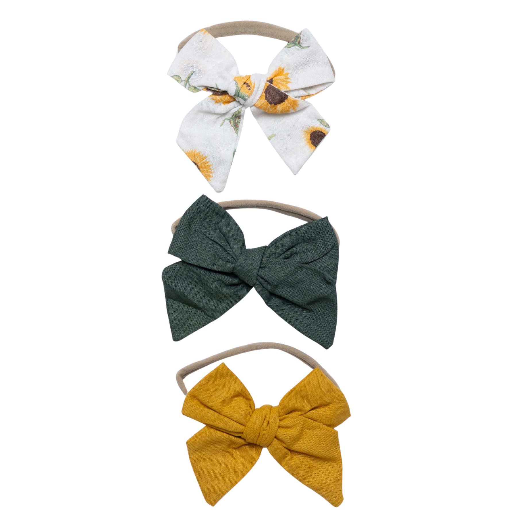 Kyte Baby Baby Bows Sunflower/Pine/Butter 3-Pack Bows in Sunflower, Pine, and Butter