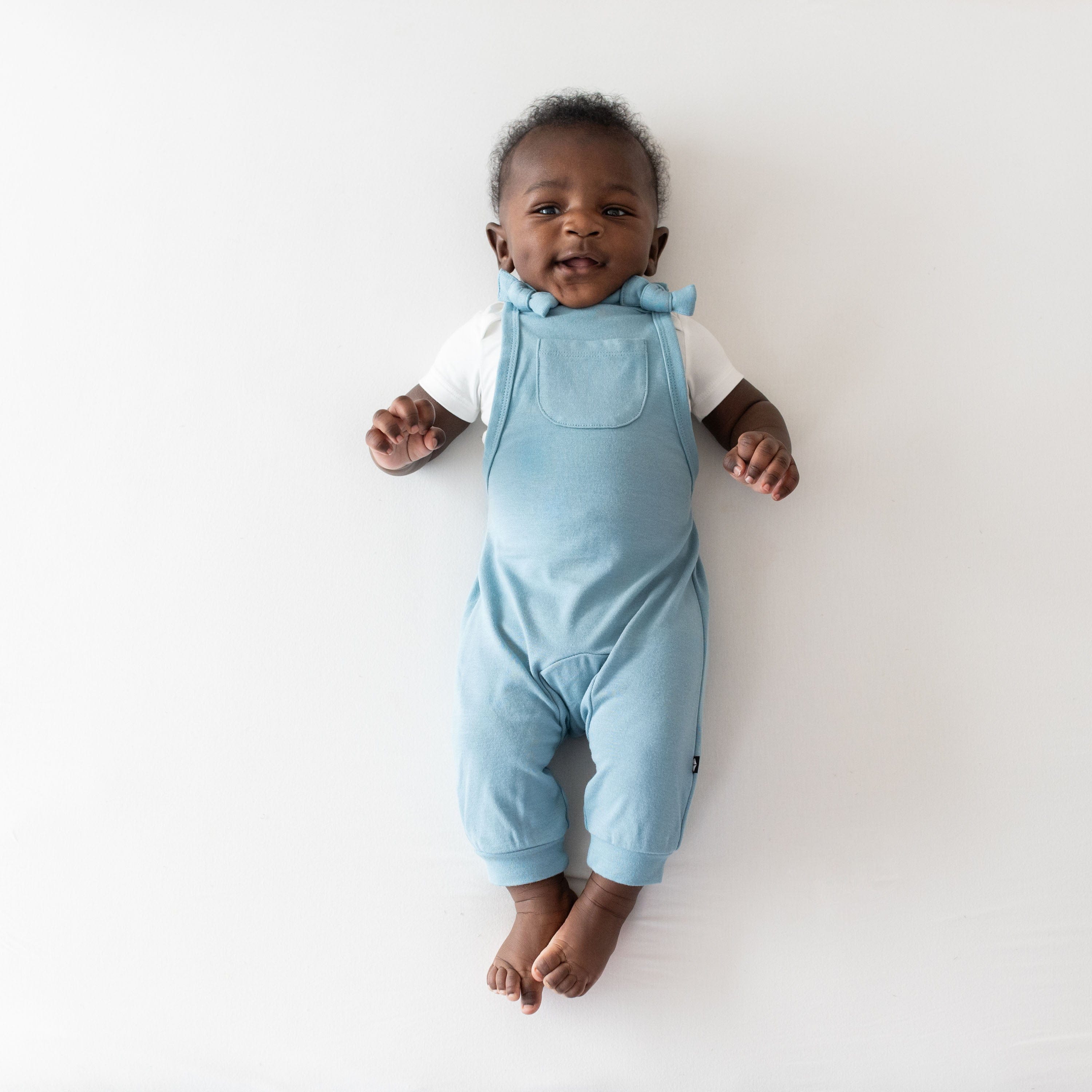 Kyte Baby Baby Overall Bamboo Jersey Overall in Dusty Blue