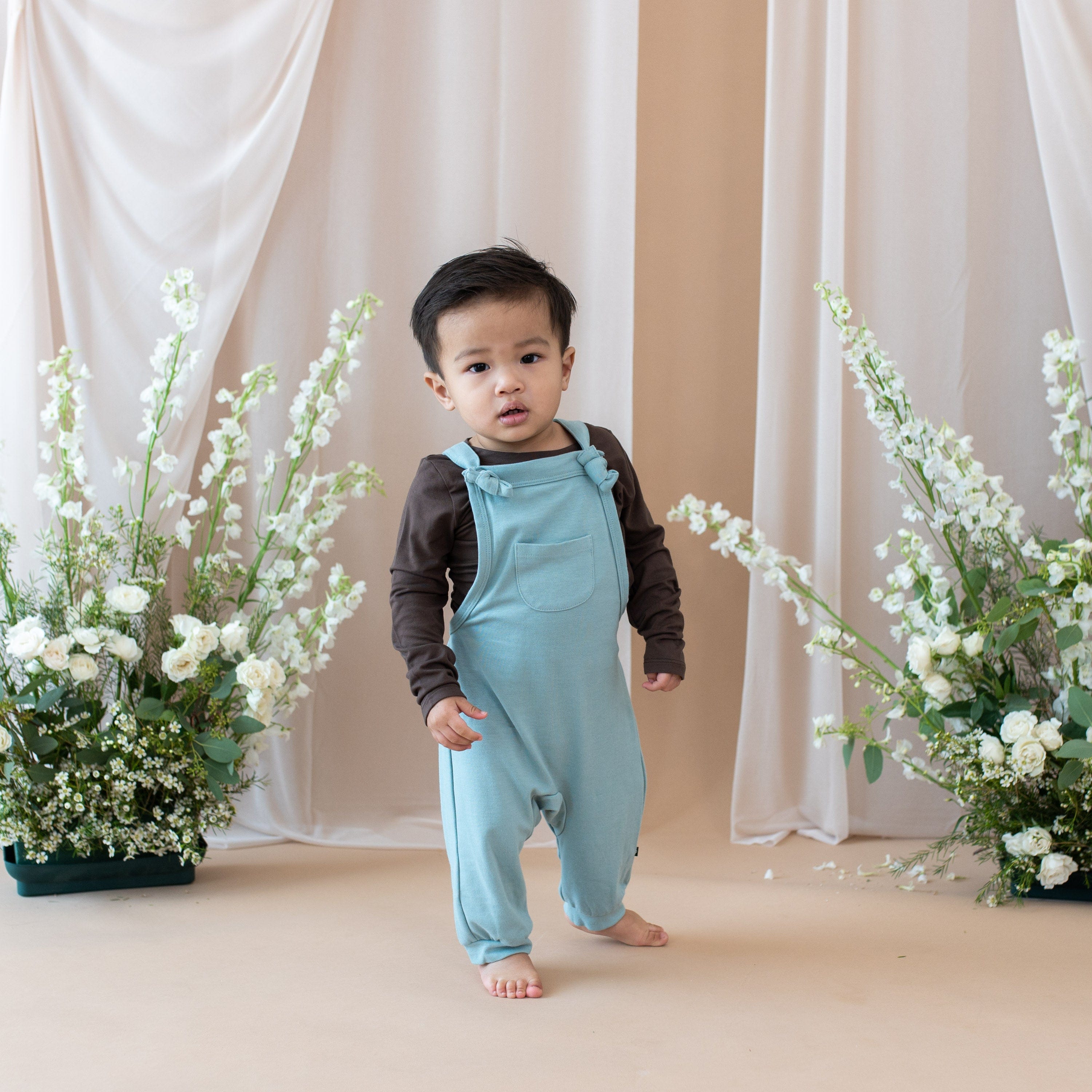 Kyte Baby Baby Overall Bamboo Jersey Overall in Glacier