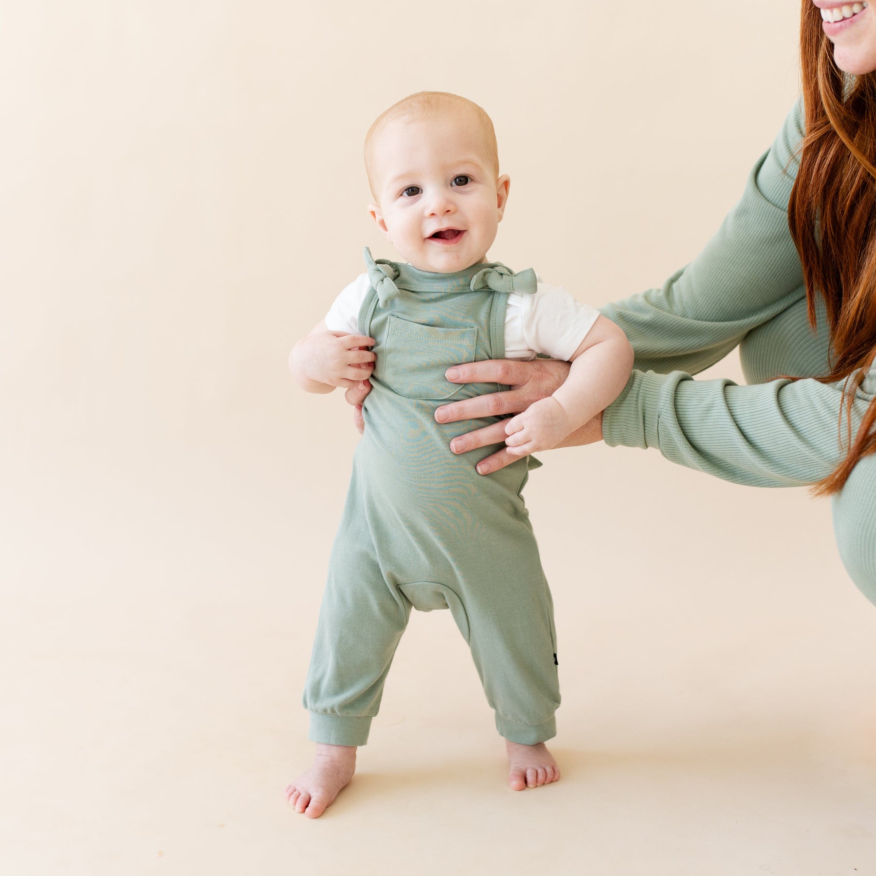 Kyte Baby Baby Overall Bamboo Jersey Overall in Thyme