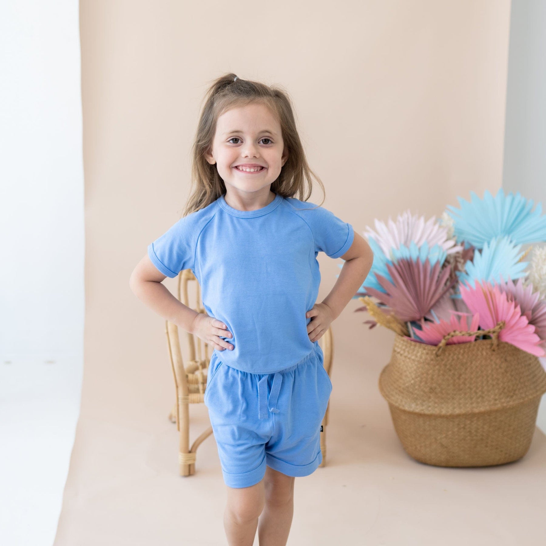 Bamboo Jersey Short Sleeve Jogger Set in Periwinkle