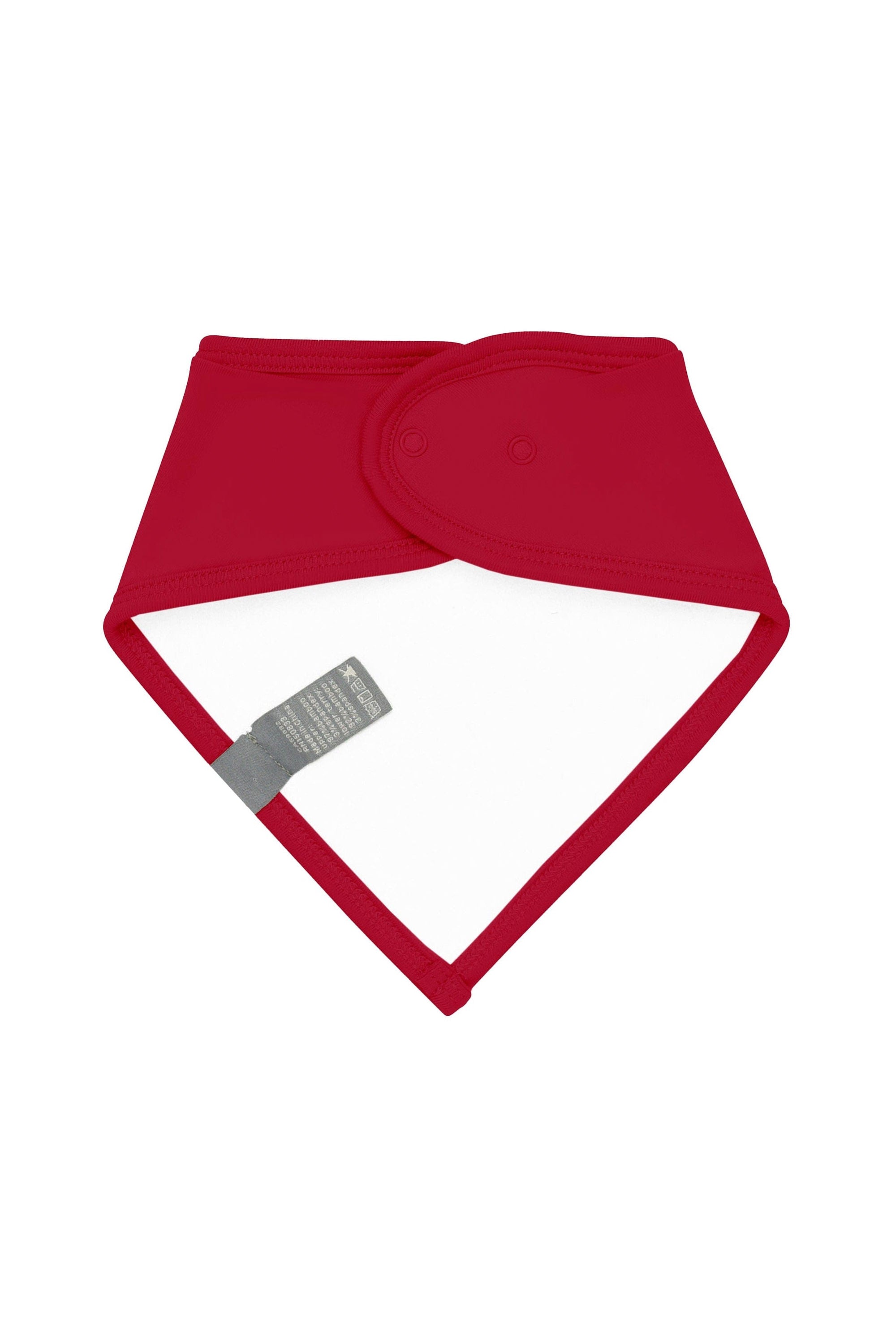 Bamboo terry lining on Kyte Baby Bib in Cardinal red