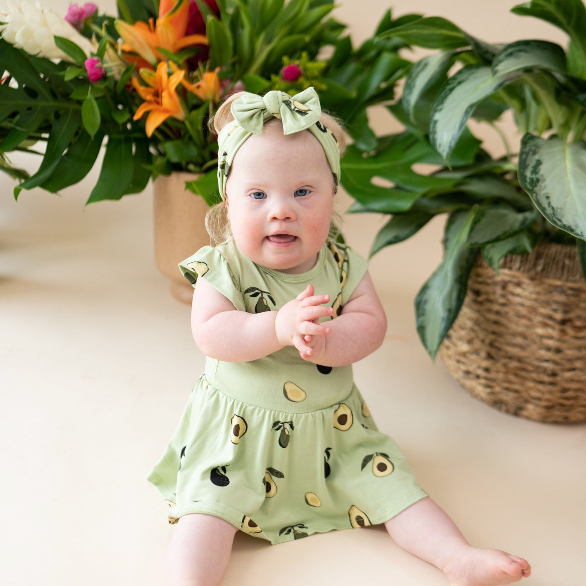 Kyte Baby Bodysuit Dress Twirl Bodysuit Dress in Avocado