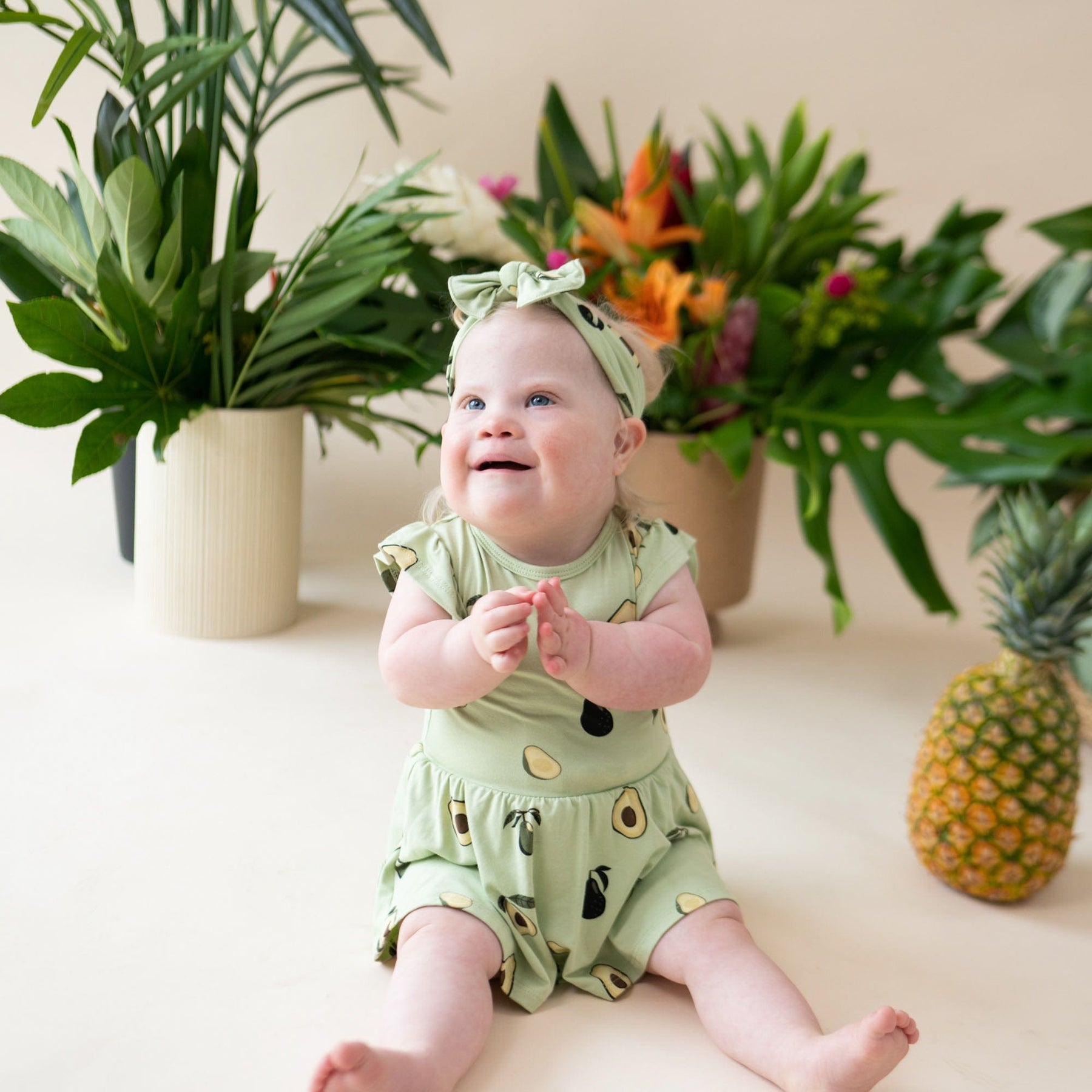 Kyte Baby Bodysuit Dress Twirl Bodysuit Dress in Avocado