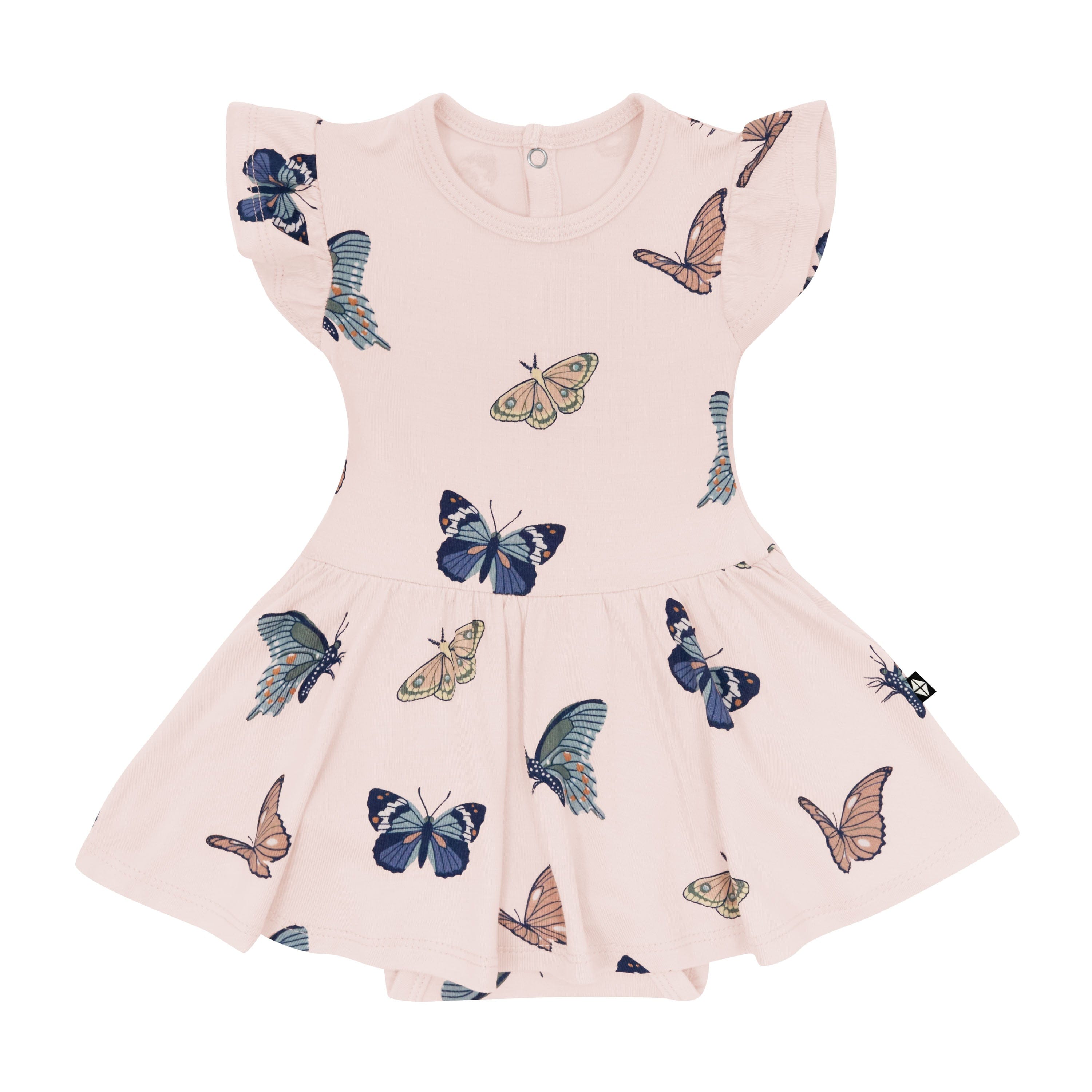 Kyte Baby Bodysuit Dress Twirl Bodysuit Dress in Blush Butterfly