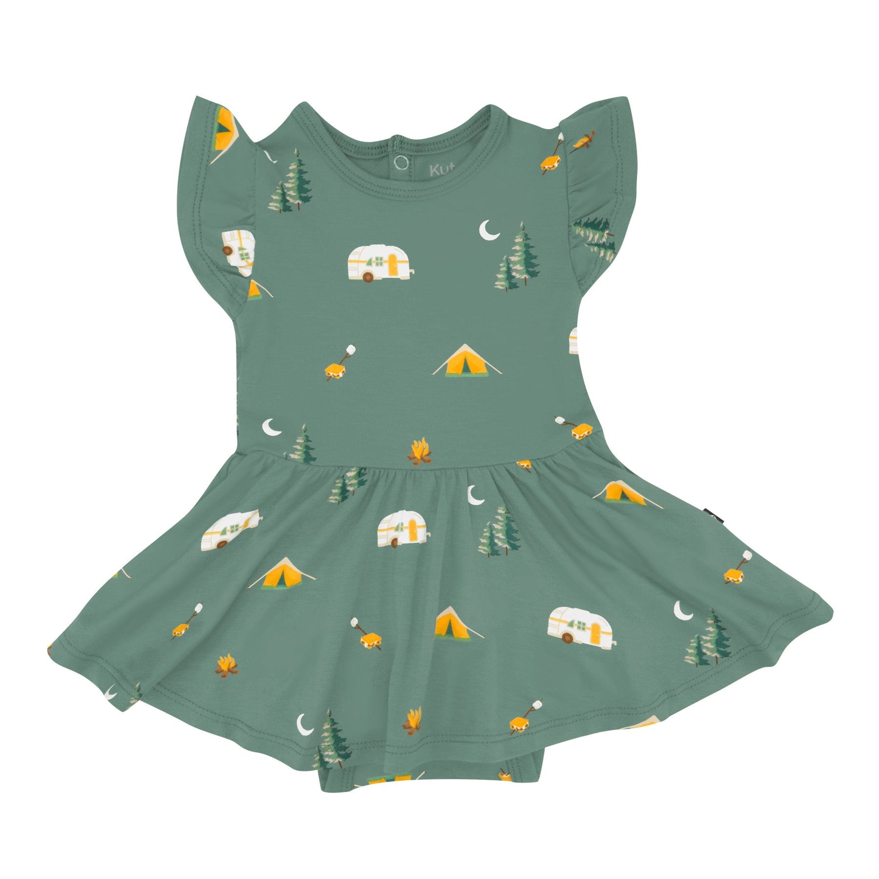 Kyte Baby Bodysuit Dress Twirl Bodysuit Dress in Camping *Slight Misprint*