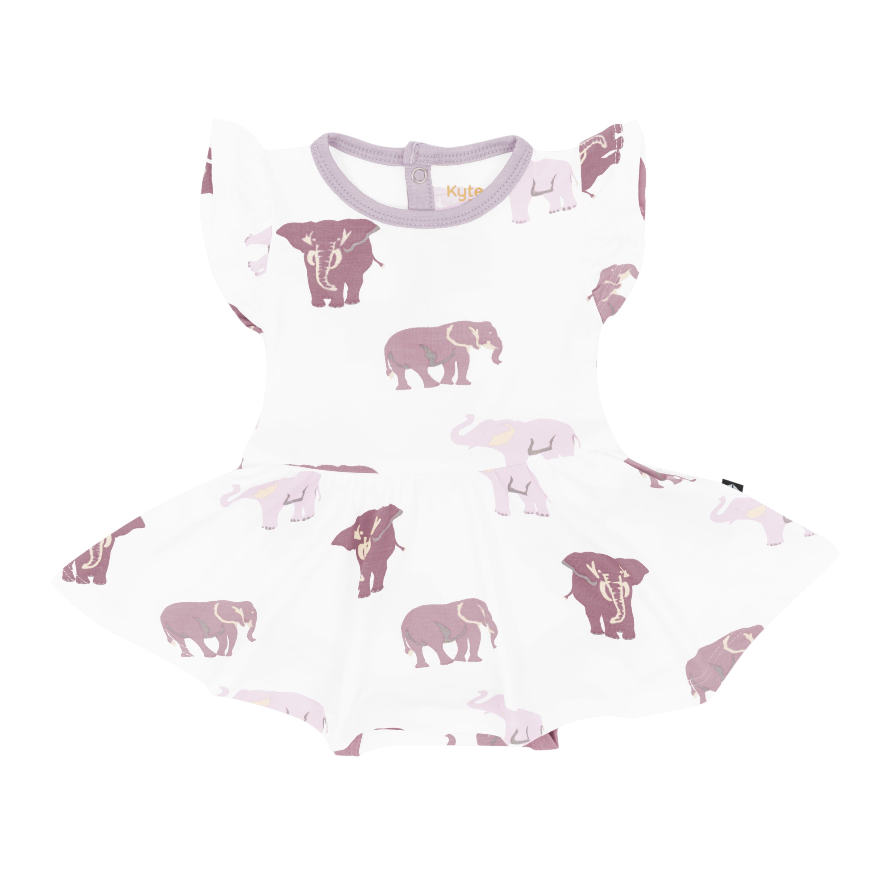Kyte Baby Bodysuit Dress Twirl Bodysuit Dress in Elephant
