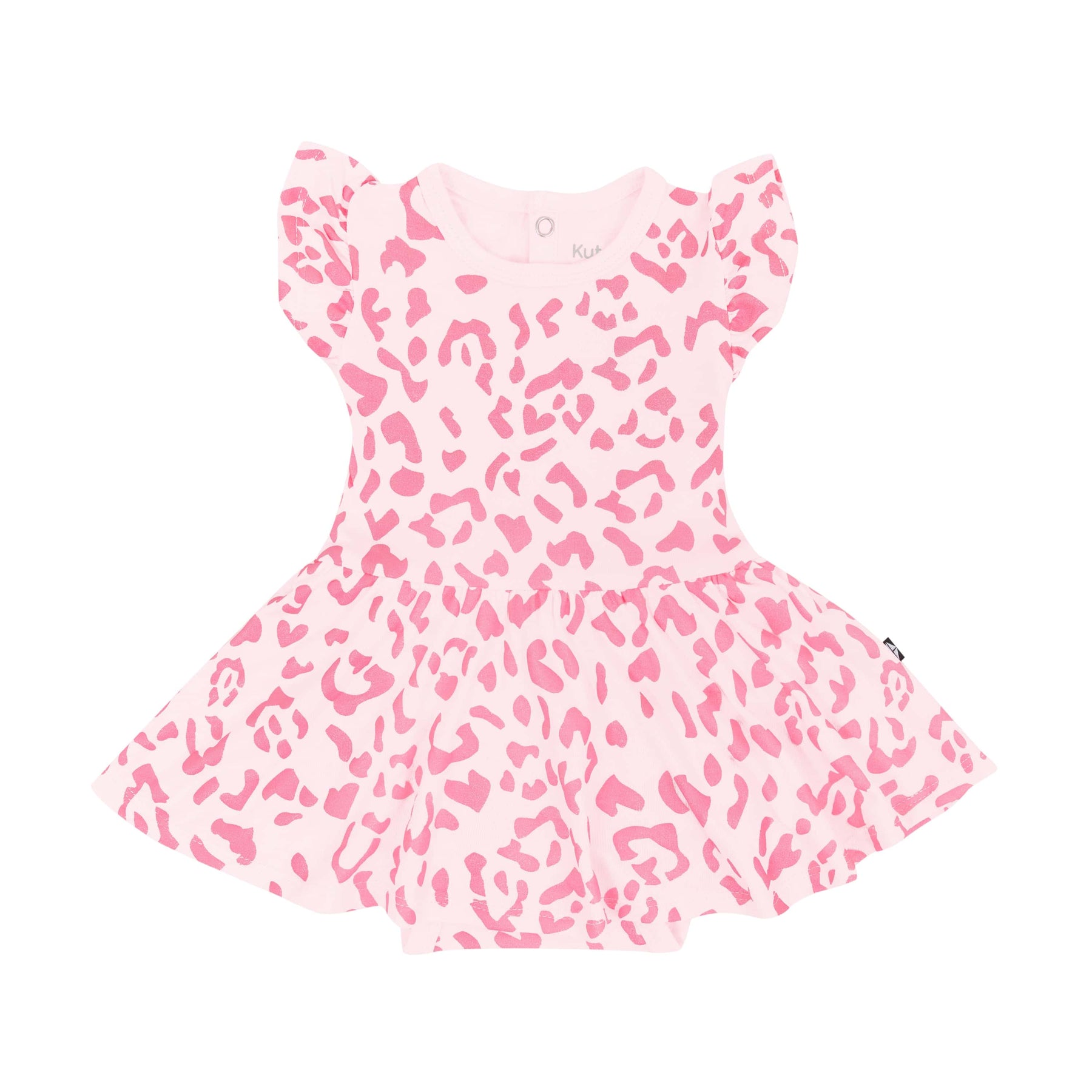 Kyte Baby Bodysuit Dress Twirl Bodysuit Dress in Sakura Leopard