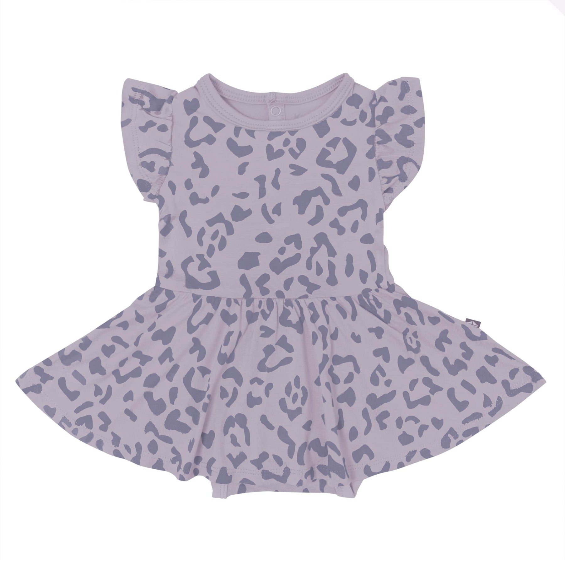 Kyte Baby Bodysuit Dress Twirl Bodysuit Dress in Taro Leopard