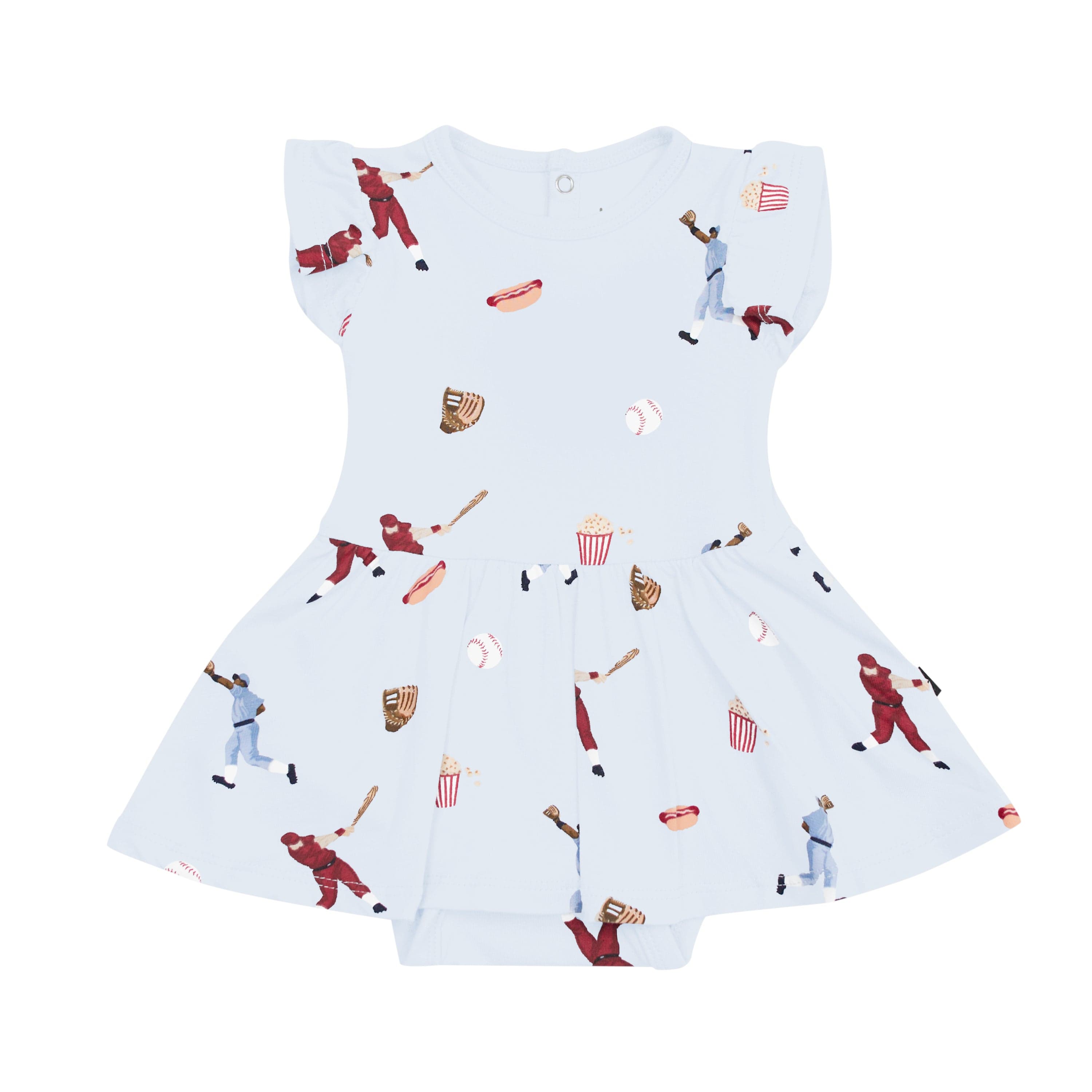 Kyte Baby Bodysuit Dress Twirl Bodysuit Dress in Vintage Baseball