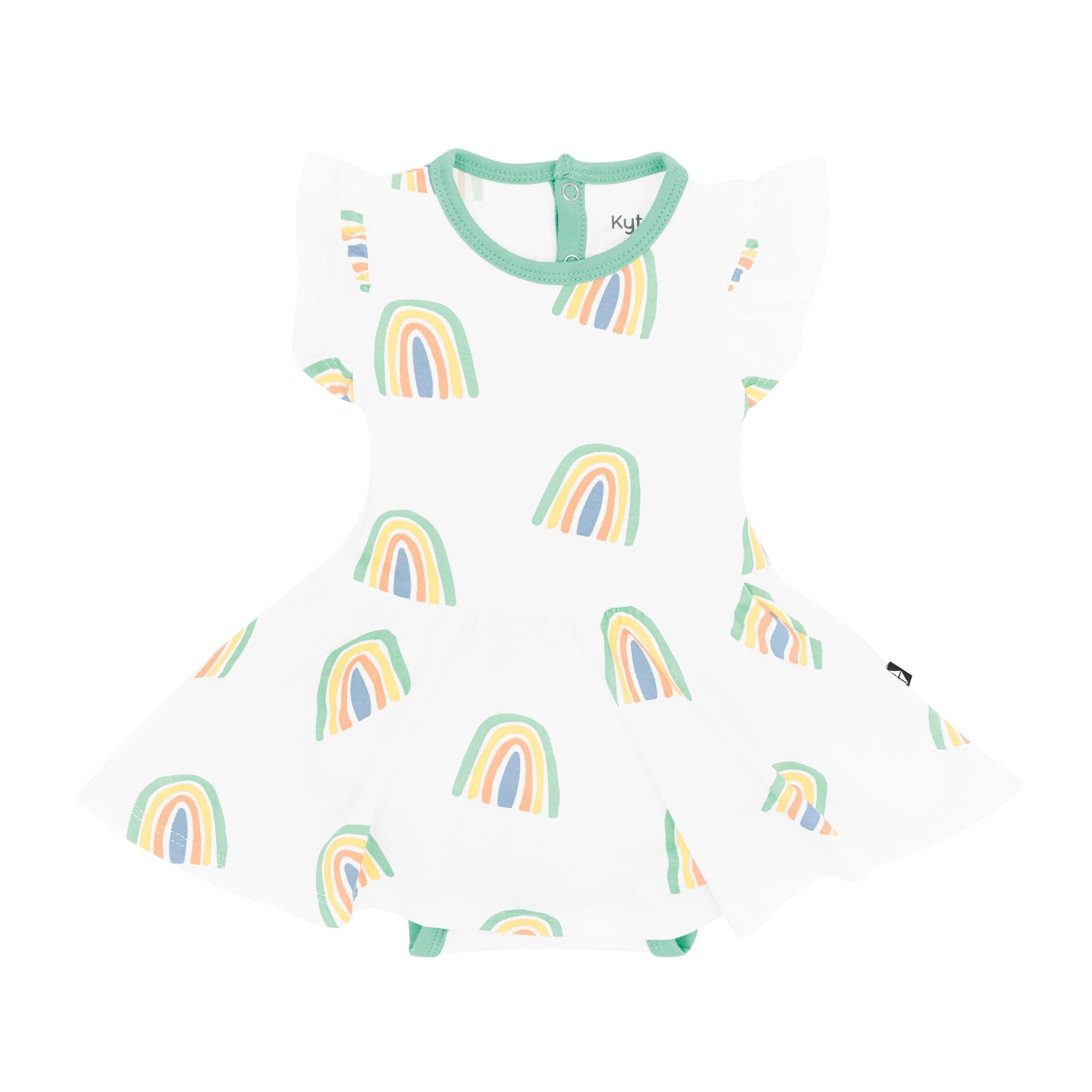Kyte Baby Bodysuit Dress Twirl Bodysuit Dress in Wasabi Rainbow