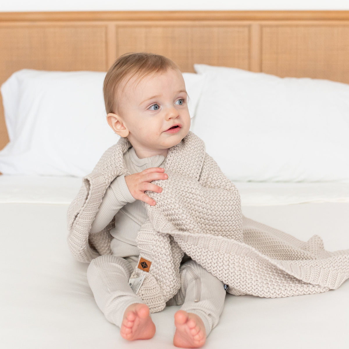 Kyte Baby Chunky Knit Baby Blanket Oat / Infant Chunky Knit Baby Blanket in Oat