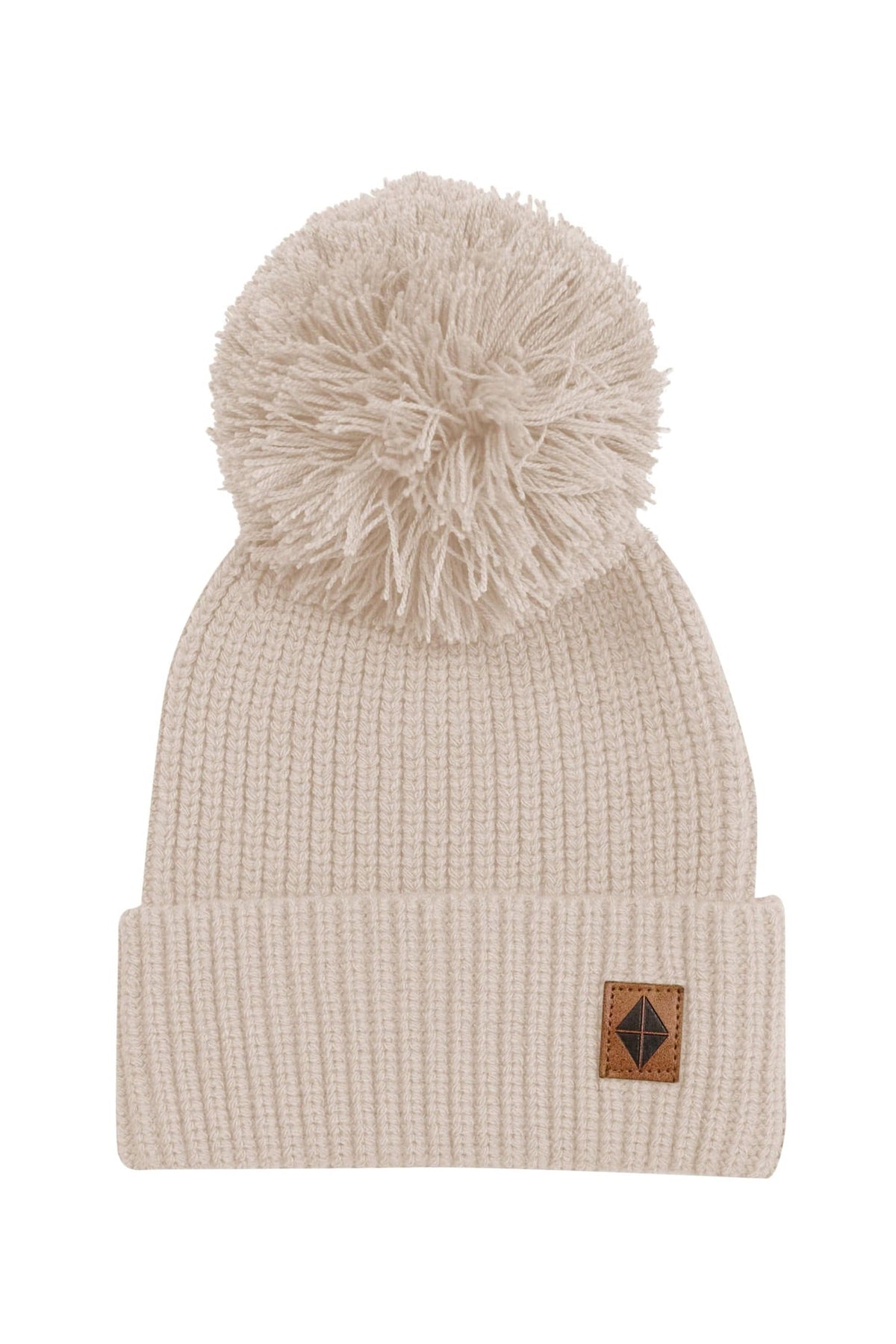 New - Cozy Knit Winter Pom Beanie Pecan Pop Pom Pom Beanie Hat - Huggalugs main image 3