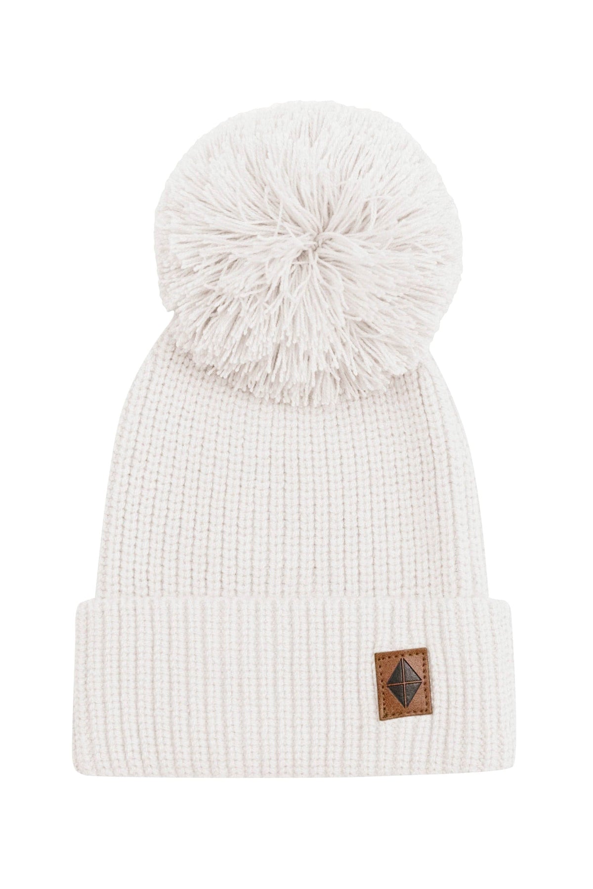 White Knit Hat with Ppm Pom by Fits One Size Baby main image 4