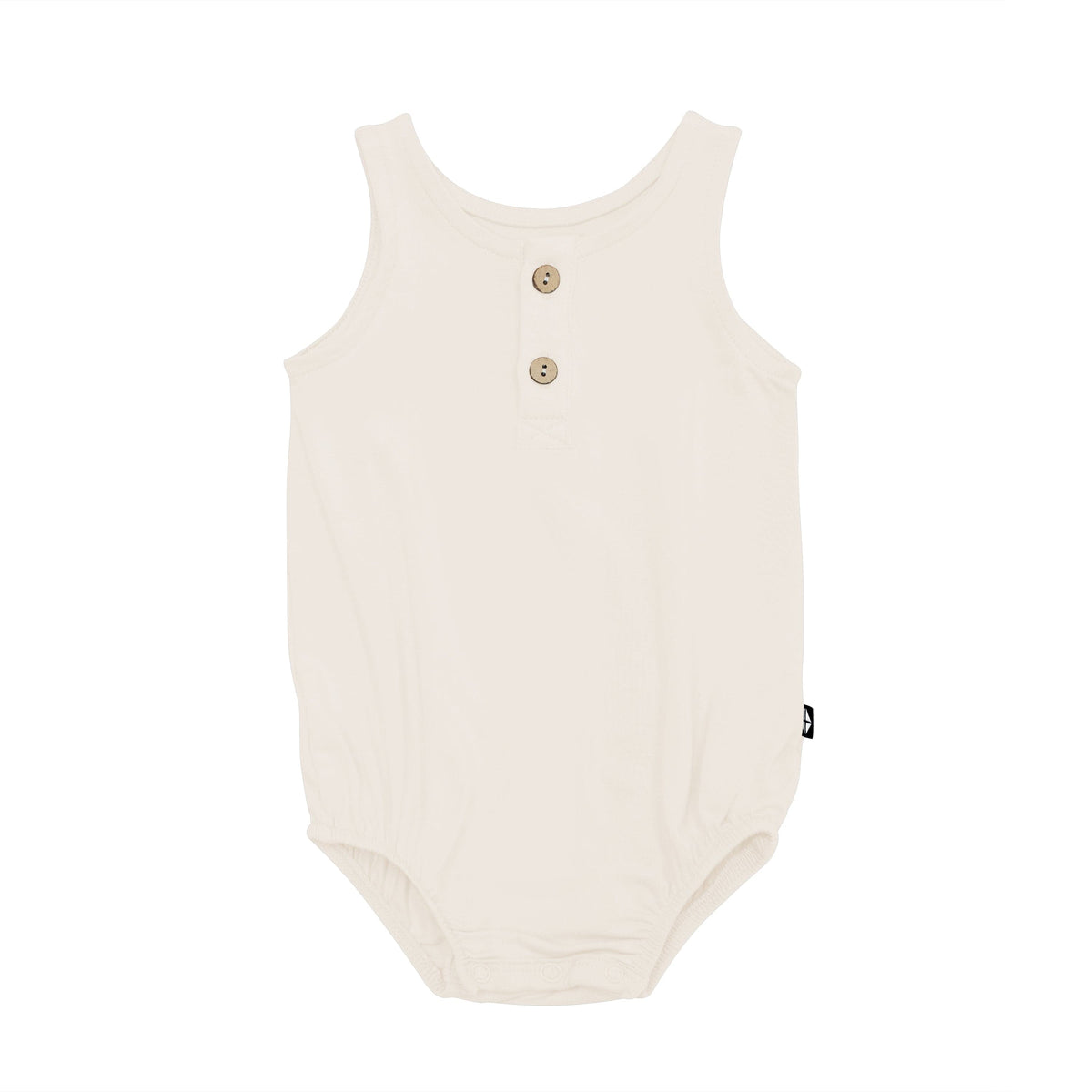 Kyte Baby Henley Tank Bubble Romper Henley Tank Bubble Romper in Oat