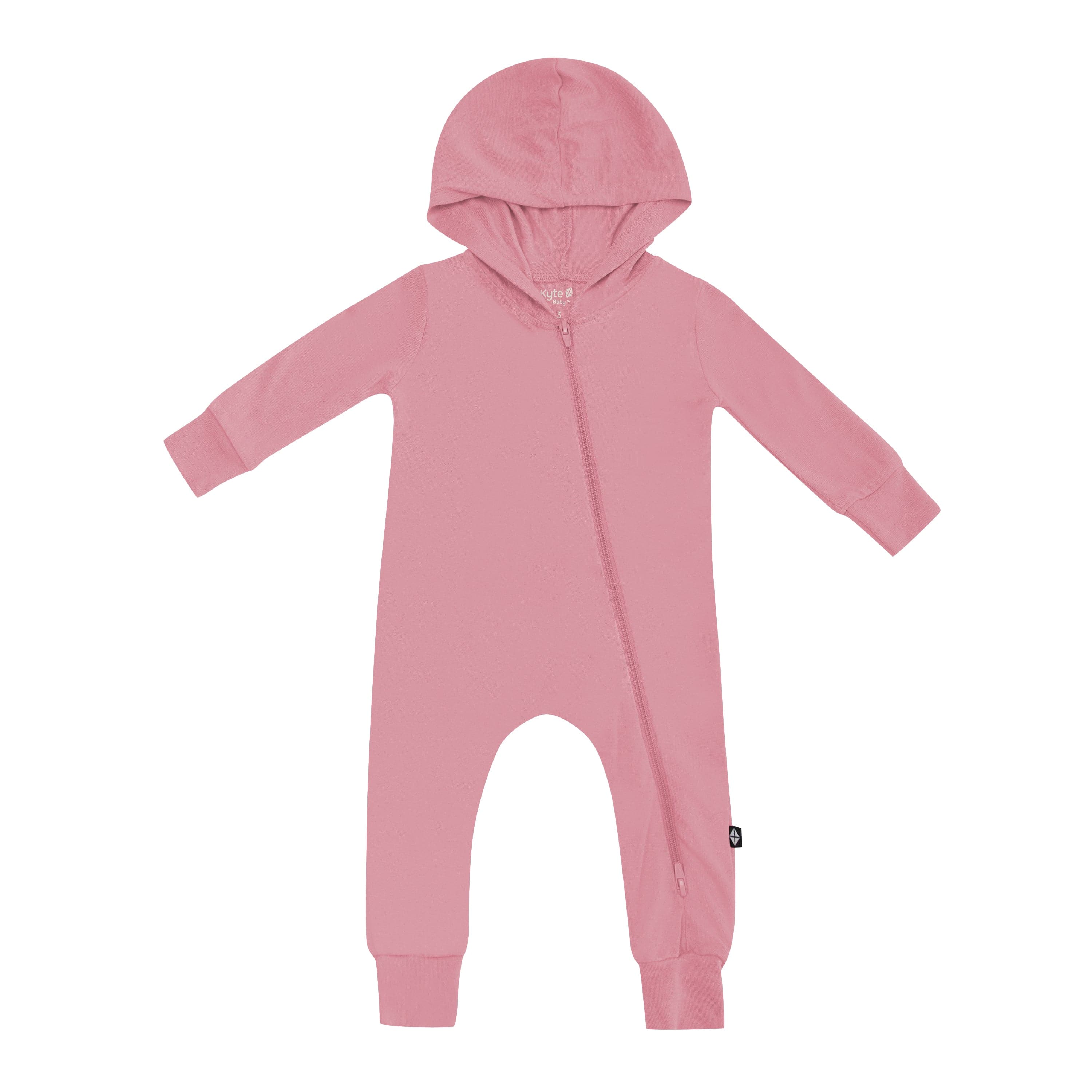 Kyte Baby Hooded Zippered Romper Bamboo Jersey Hooded Zippered Romper in Apple Blossom