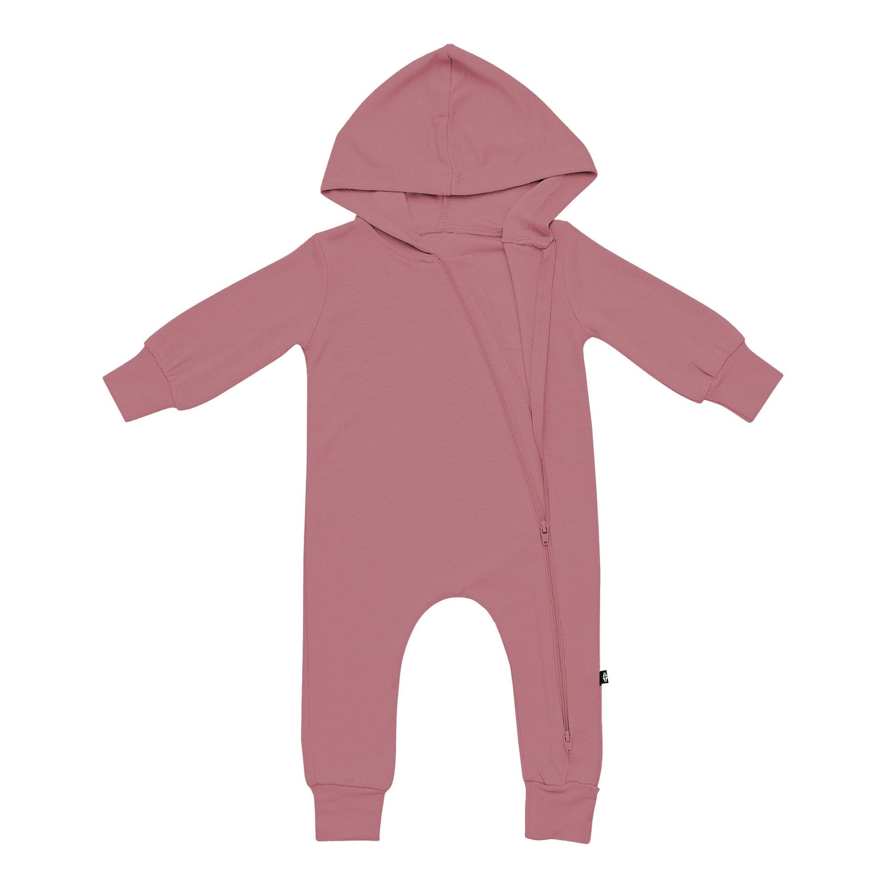 Kyte Baby Hooded Zippered Romper Bamboo Jersey Hooded Zippered Romper in Dusty Rose