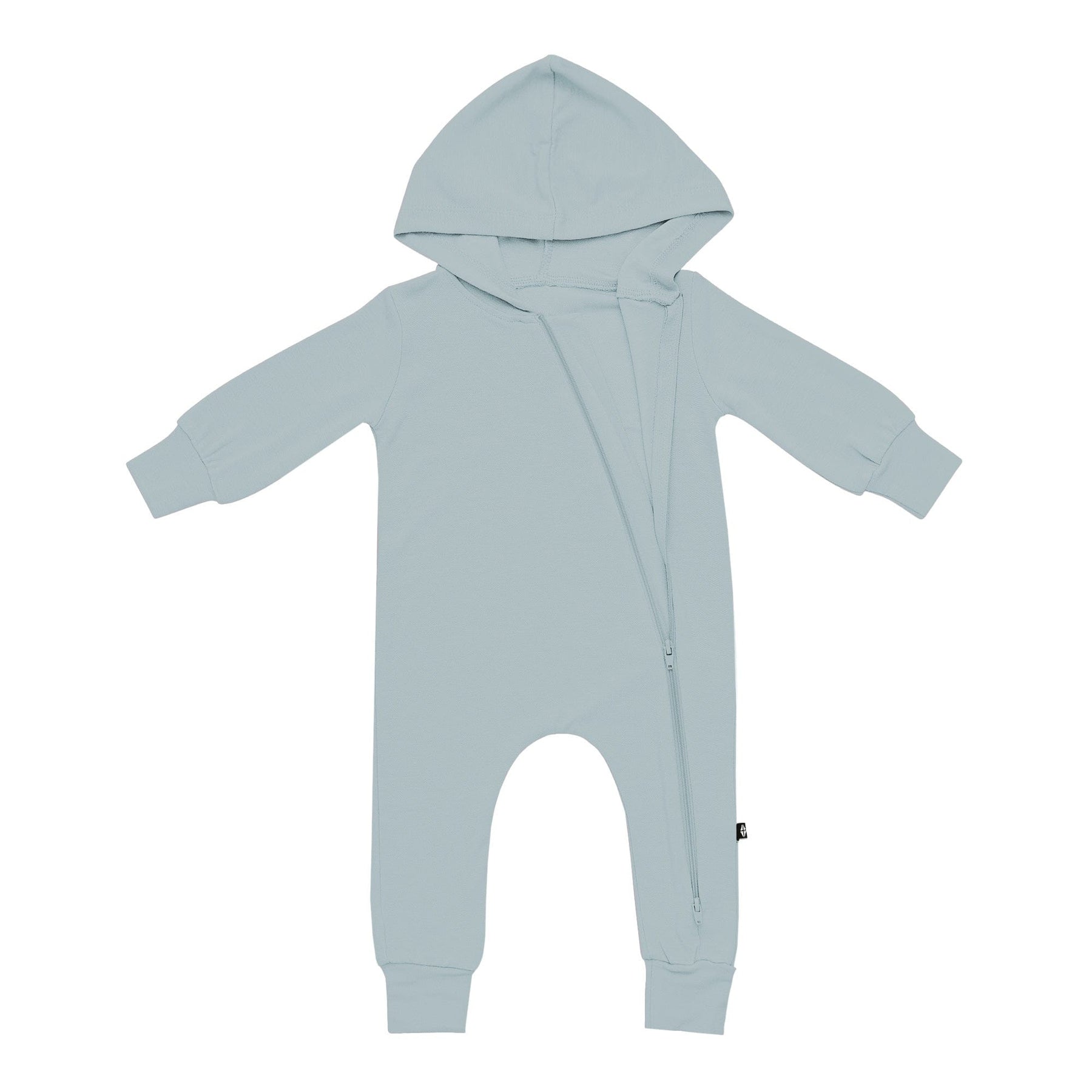 Kyte Baby Hooded Zippered Romper Bamboo Jersey Hooded Zippered Romper in Glacier