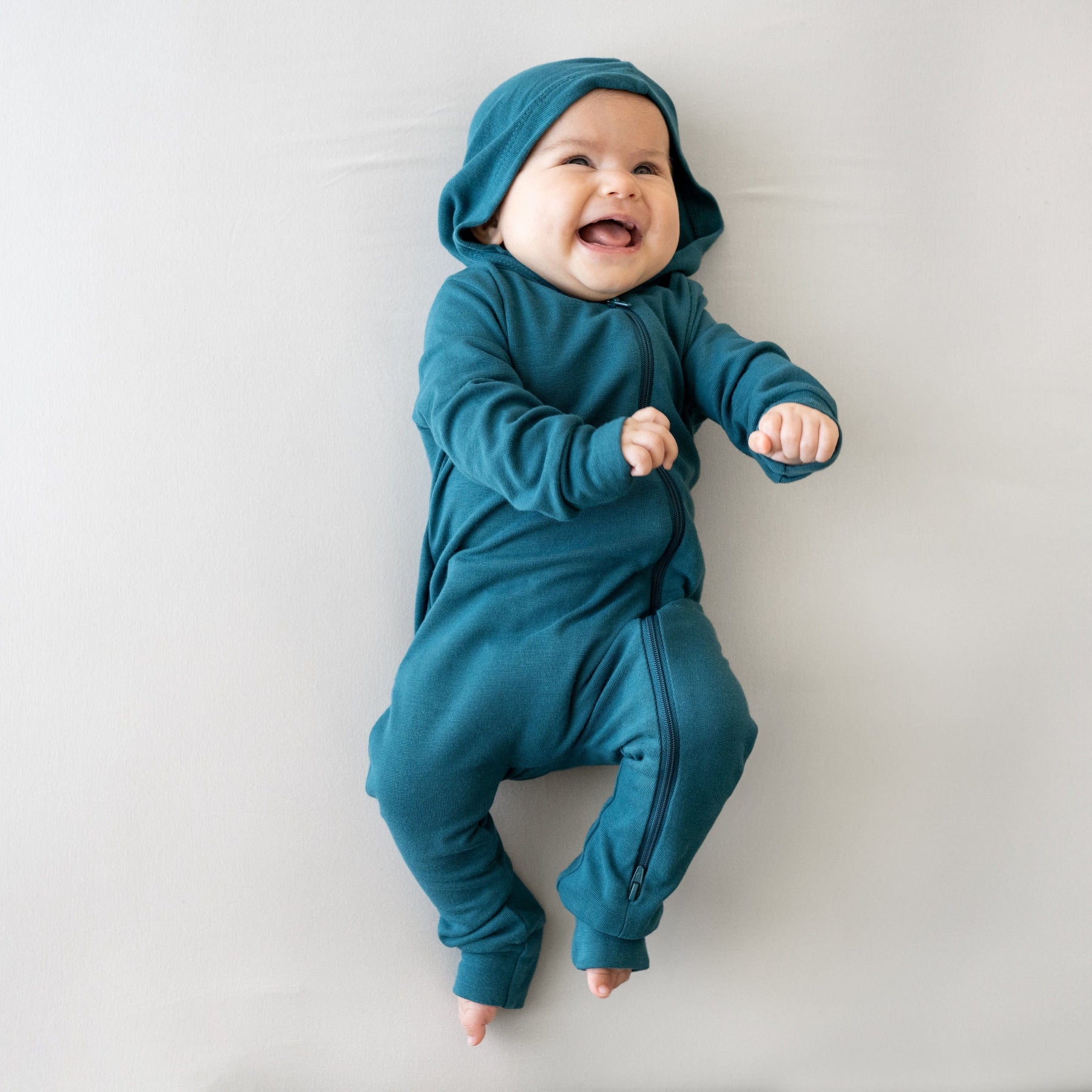 Kyte Baby Hooded Zippered Romper Bamboo Jersey Hooded Zippered Romper in Loch