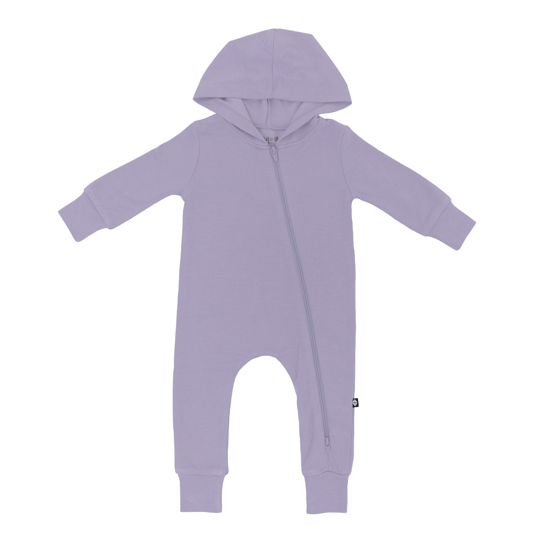 Kyte Baby Hooded Zippered Romper Bamboo Jersey Hooded Zippered Romper in Taro