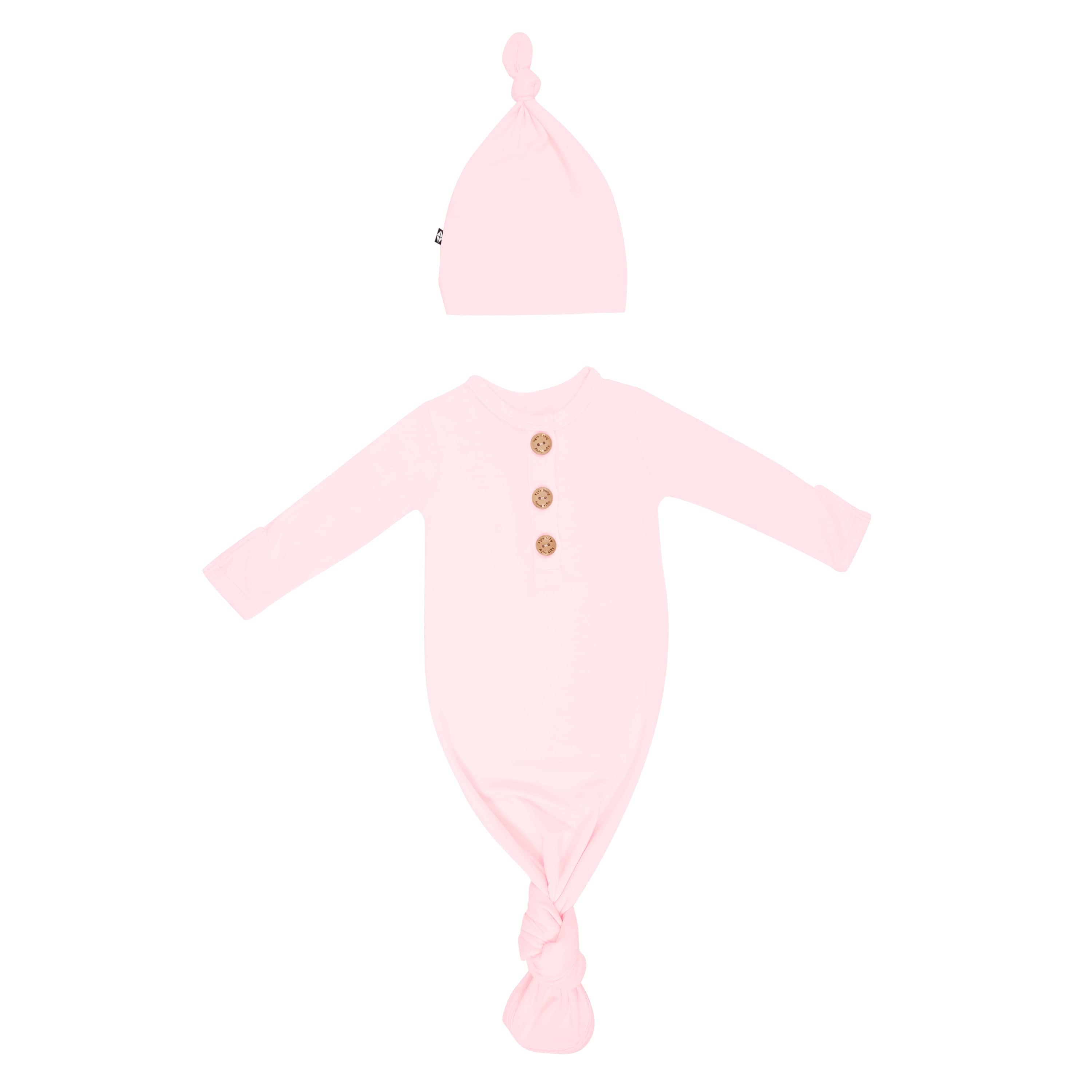 Kyte Baby Knotted Gown with Hat Set in Sakura