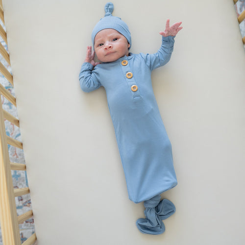 Knotted Gown with Hat Set in Slate Kyte Baby