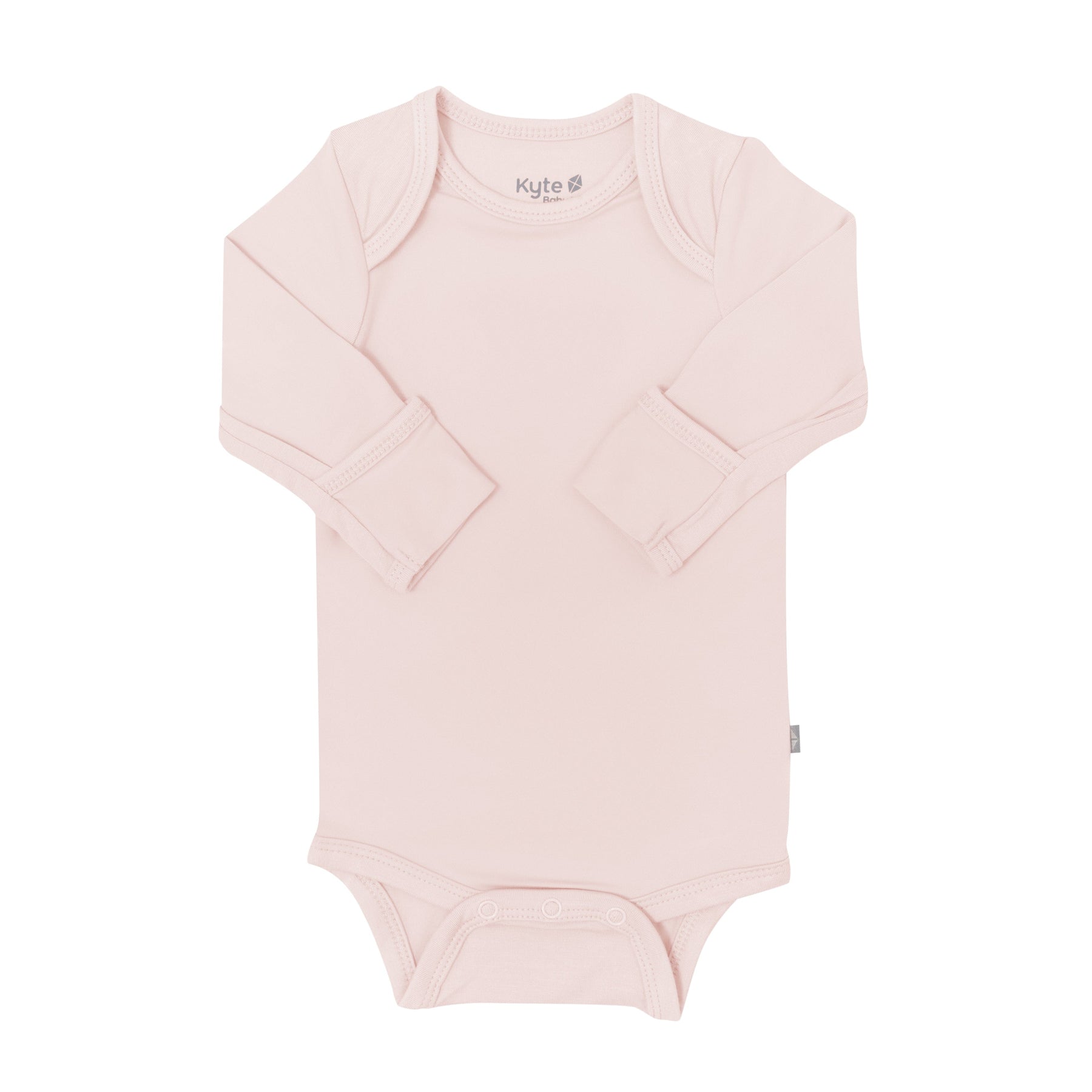 Kyte Baby Long Sleeve Bodysuit in Blush with fold over cuffs