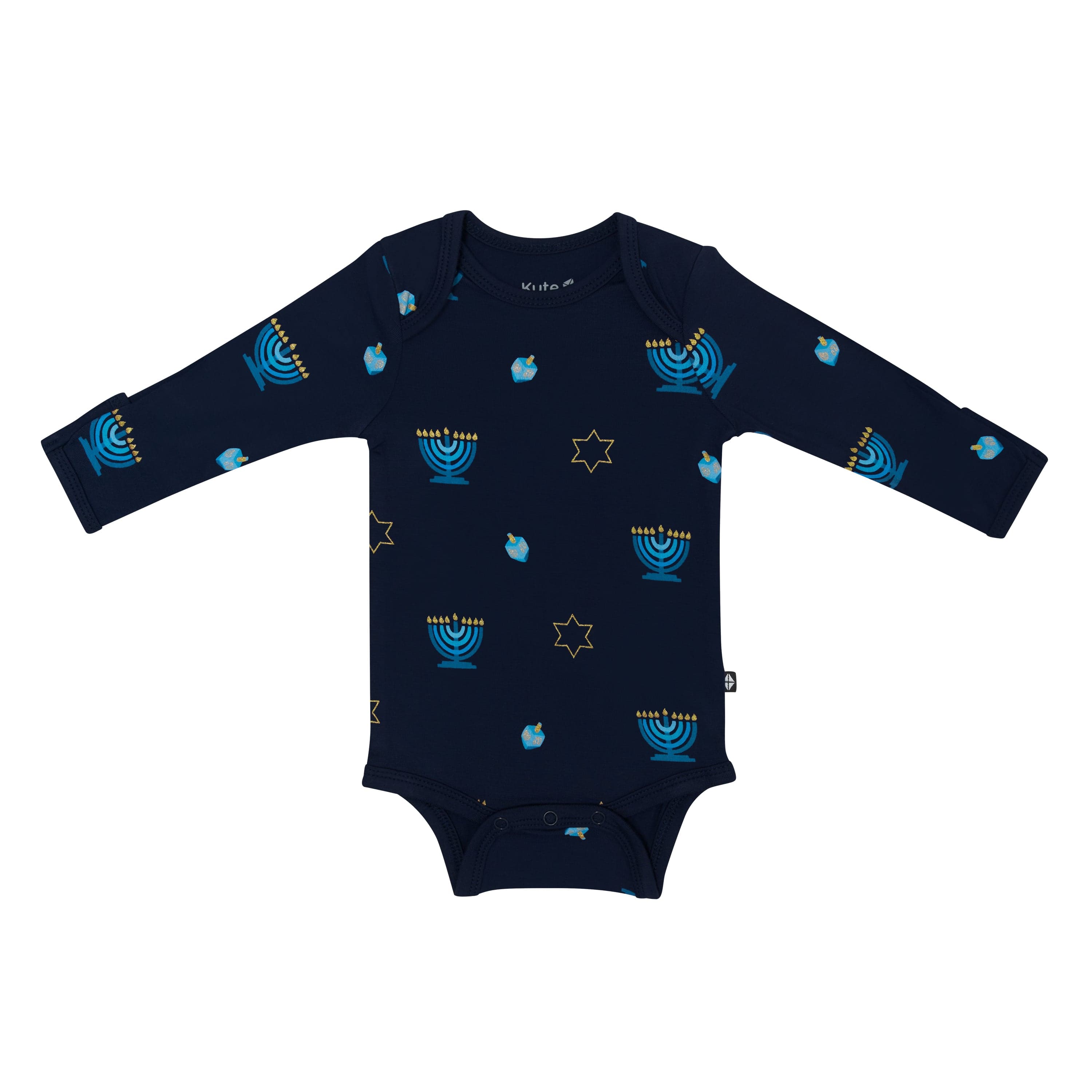 Kyte Baby Layette Long Sleeve Bodysuit in Hanukkah